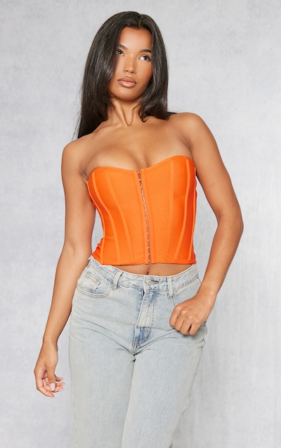 Orange Bandage Hook And Eye Structured Corset
