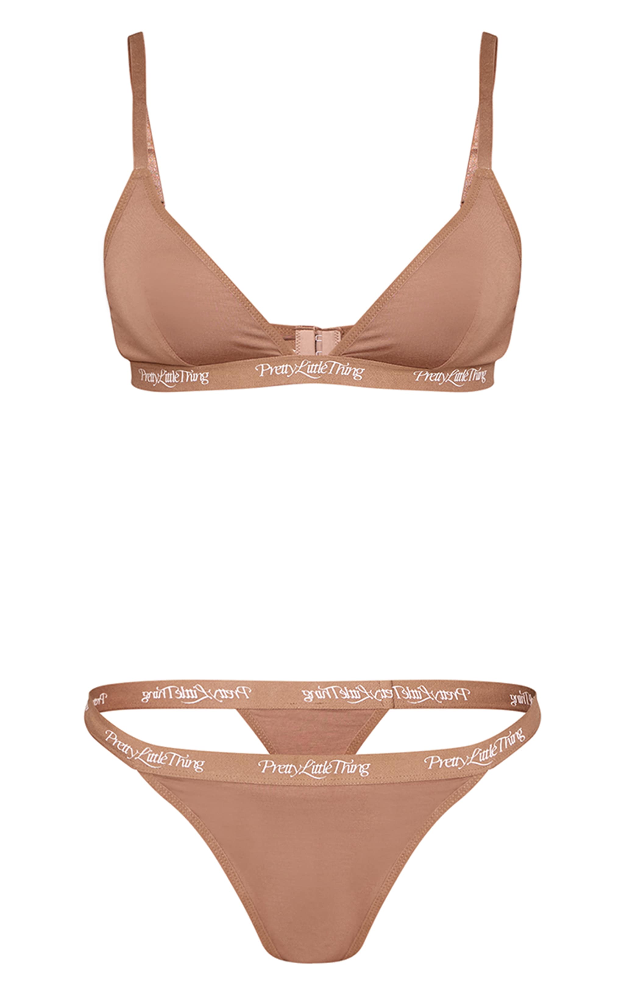 Coffee PrettyLittleThing Bralet and Knicket Set image 5