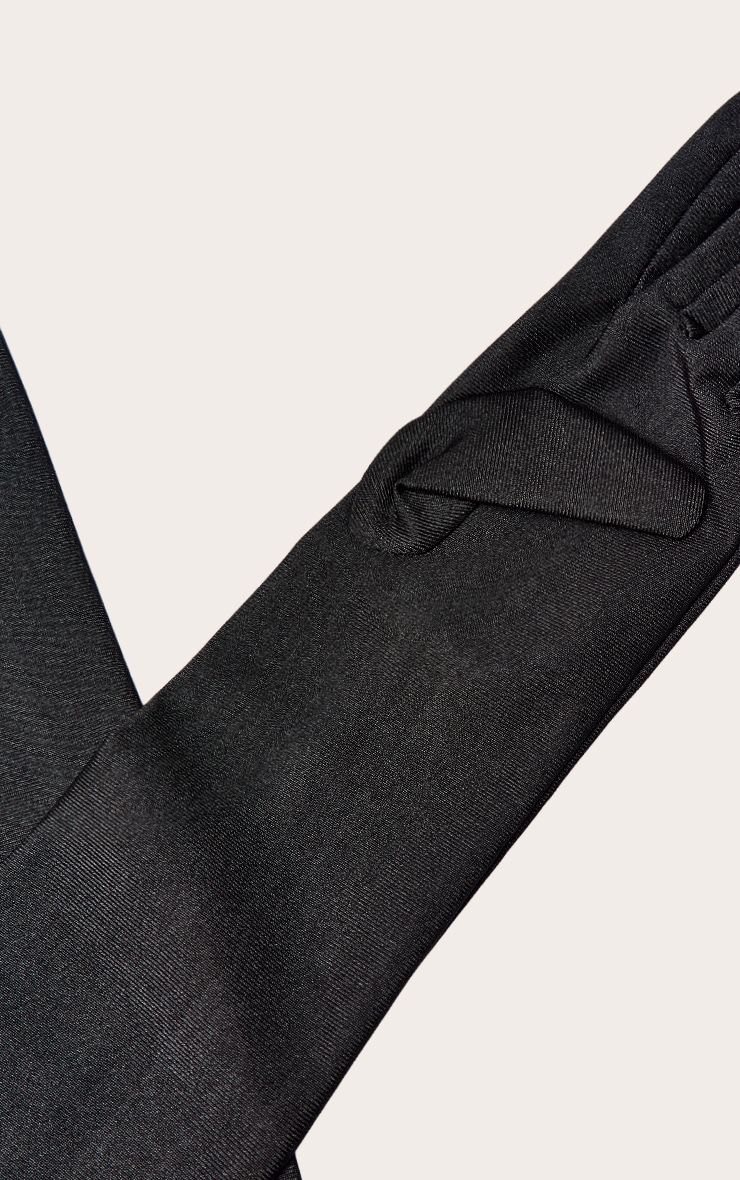 Black Plain Satin Long Gloves image 3