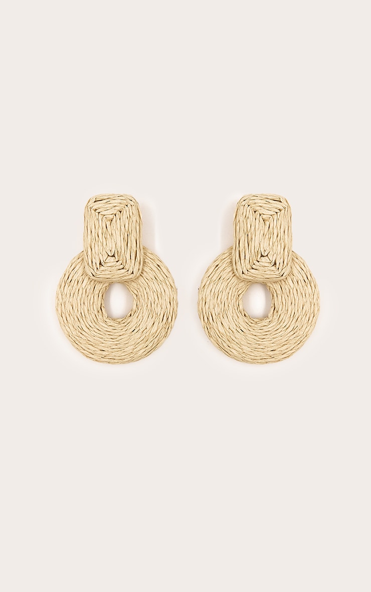 Natural Raffia Door Knocker Earrings image 2
