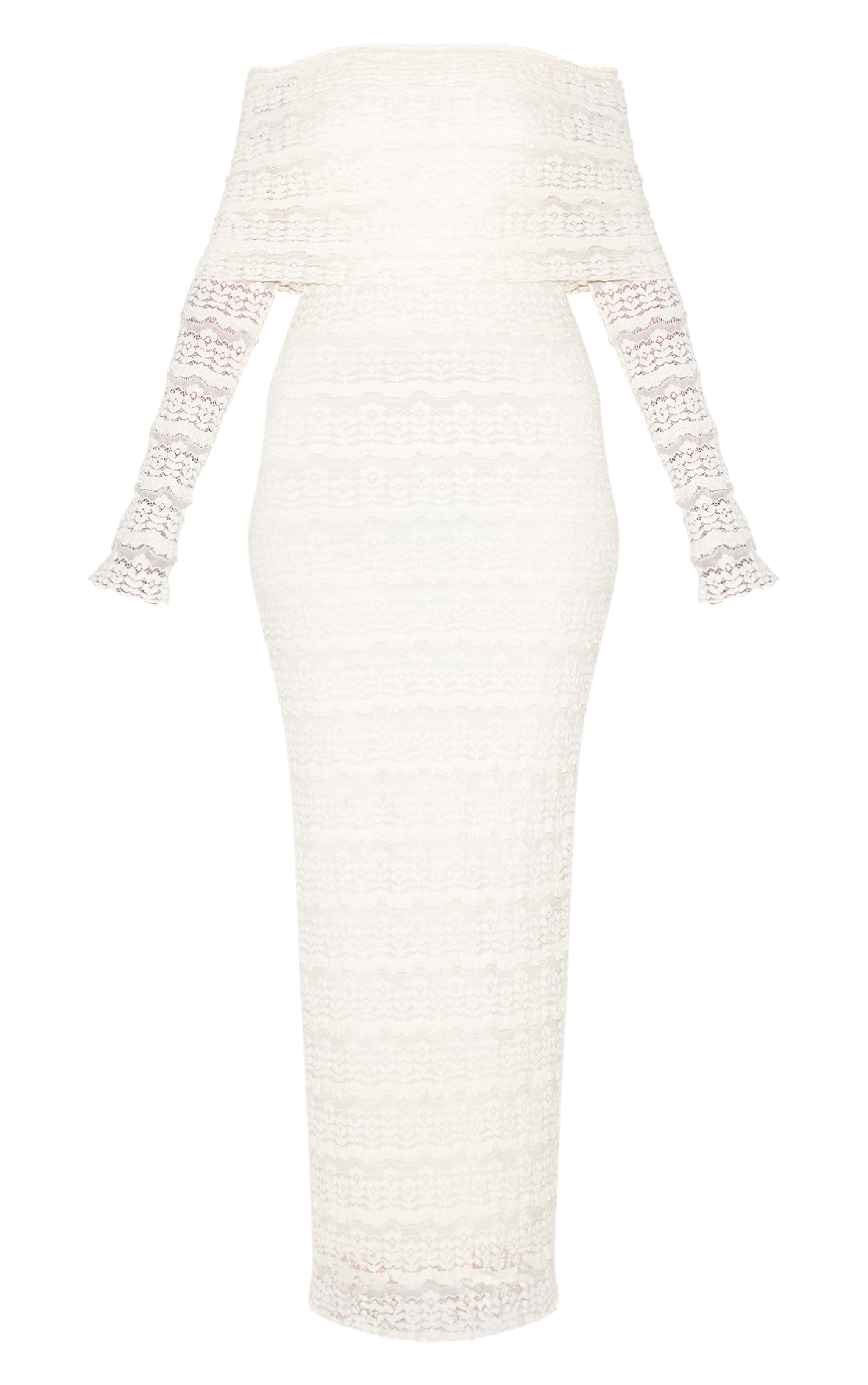 White Textured Bardot Maxi Dress image 5