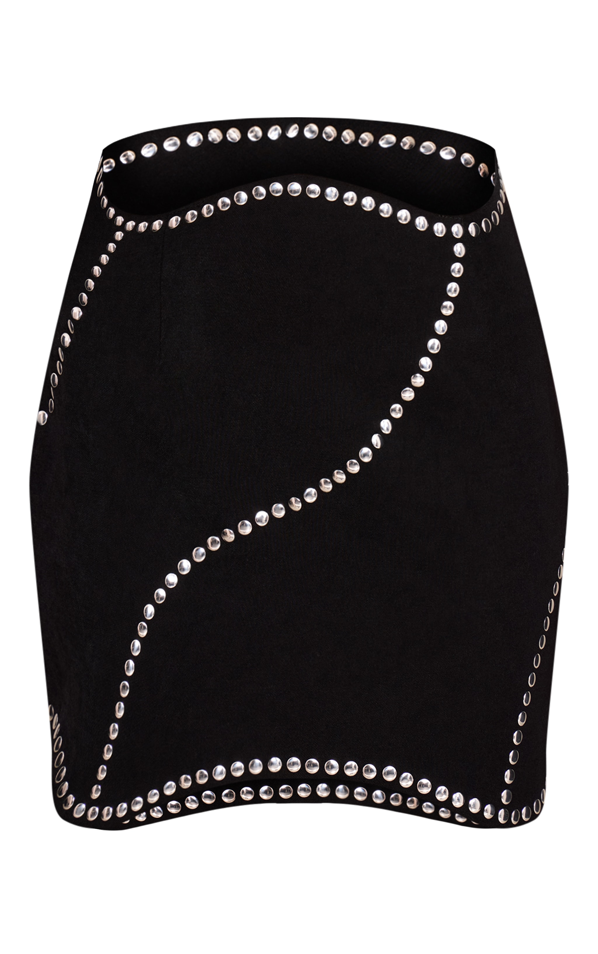 Petite Black Scalloped Edge Stud Mini Skirt image 6