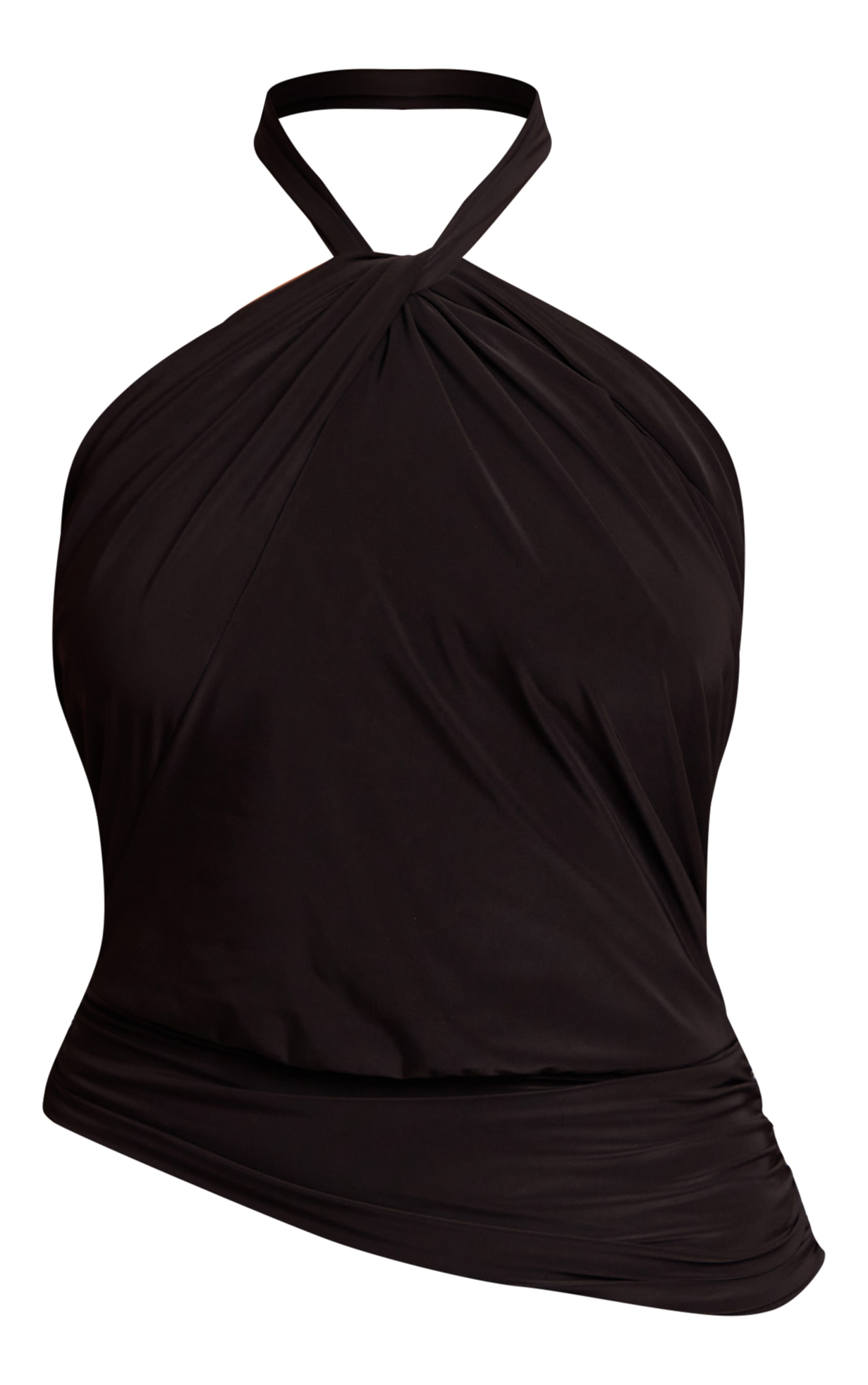 Black Double Slinky Twist Halter Top image 5