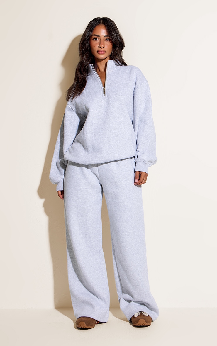 Petite Ash Grey Funnel Neck Zip Sweatshirt image 3