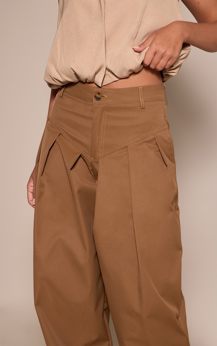 Camel Woven Pleated Balloon Trousers image 4