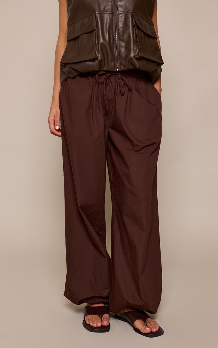 Chocolate Cotton Boxer Detail Balloon Pants image 2