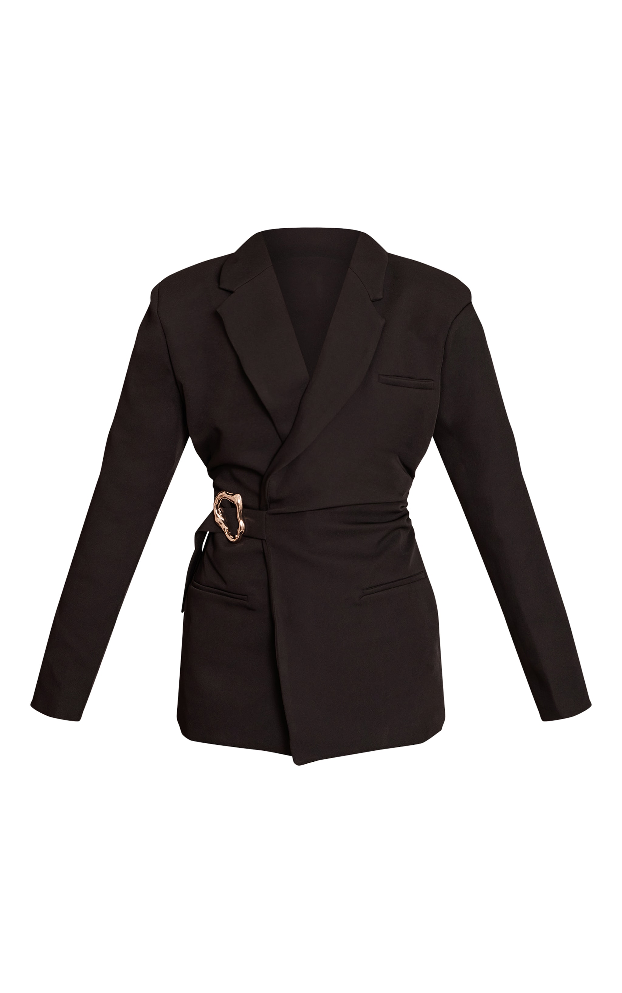 Black Belted Trim Detail Blazer image 5