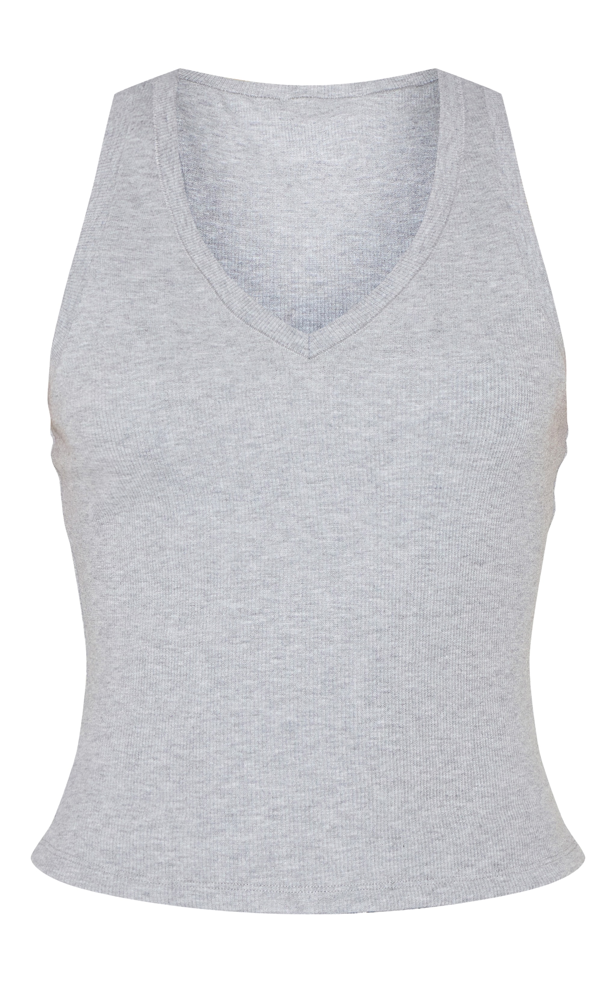 Grey Soft Rib V Neck Vest Top image 5