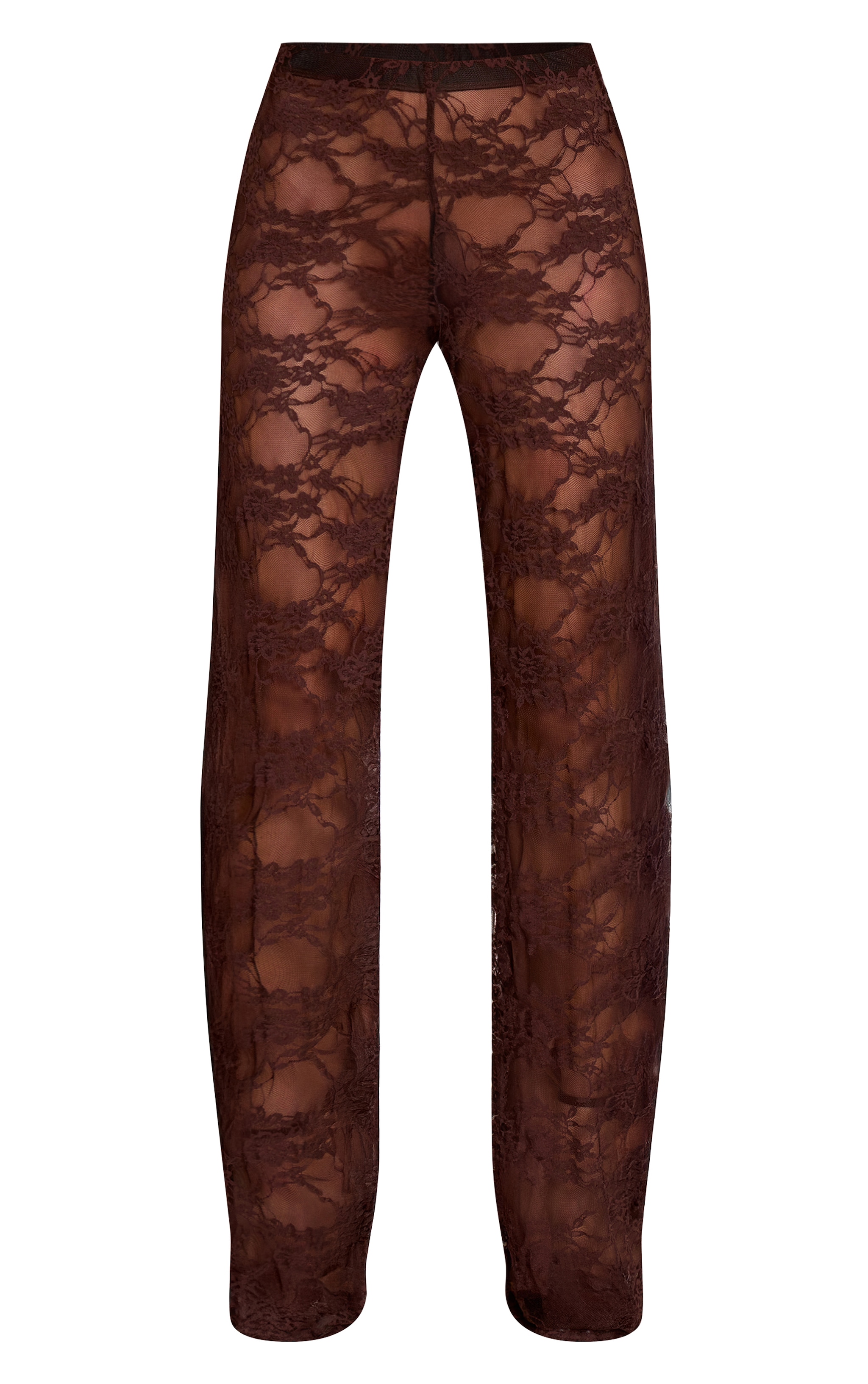 Chocolate Sheer Lace Straight Leg Pant image 5
