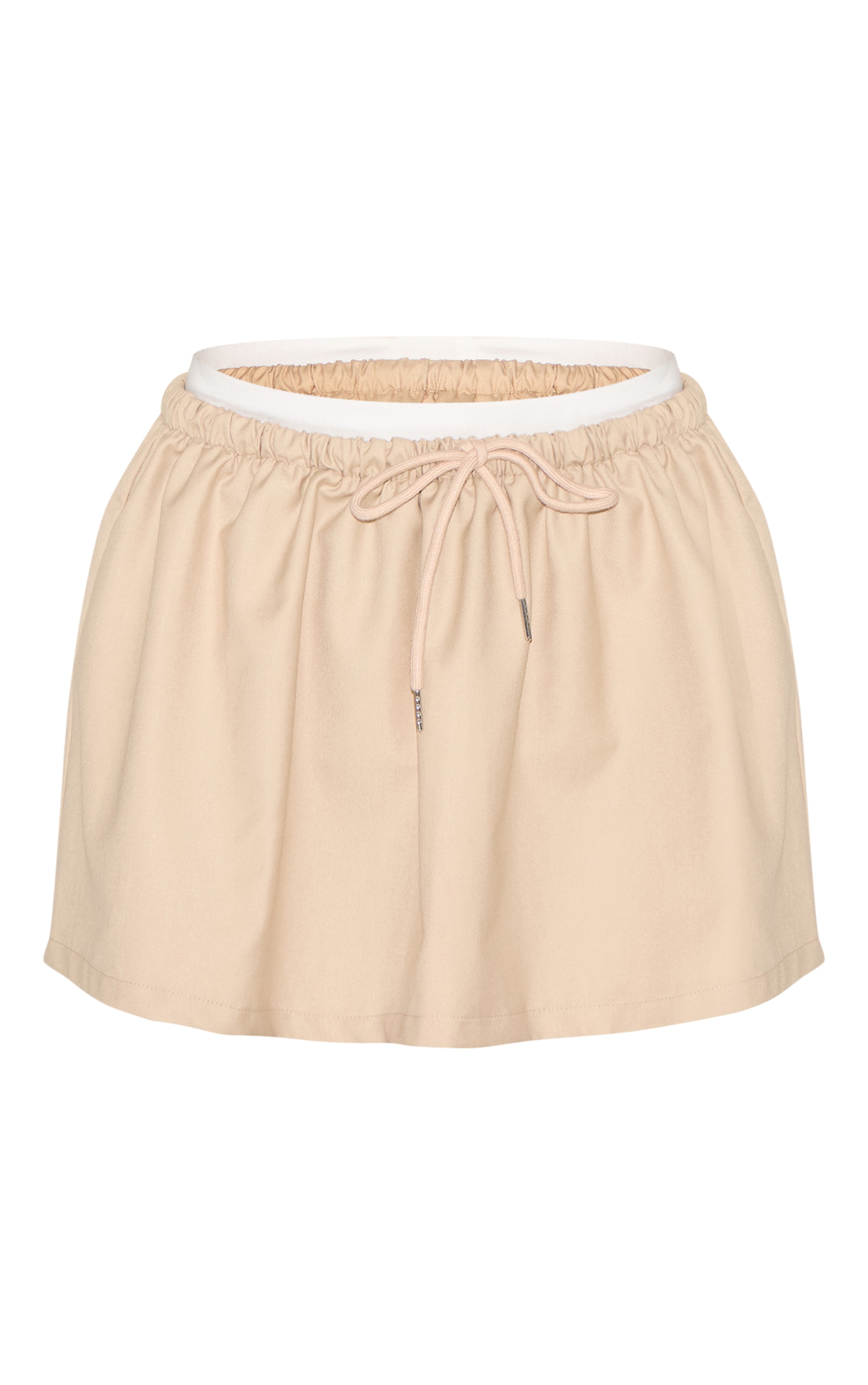 Stone Tailored Woven Boxer Drawstring Mini Skirt | Bottoms