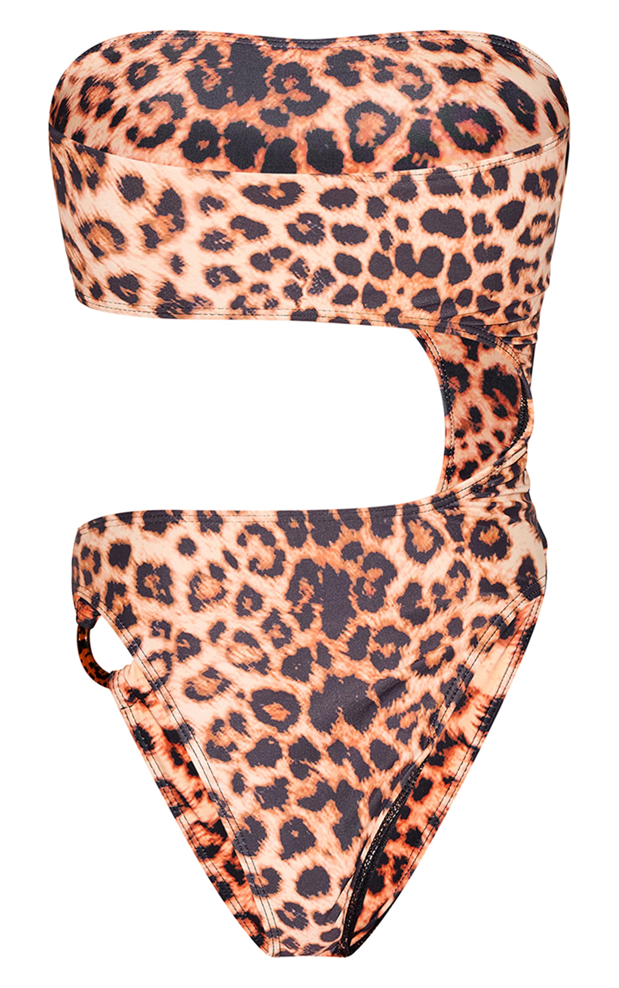 Brown Leopard Print Cut Out O Ring Trim Detail Swimsuit image 6