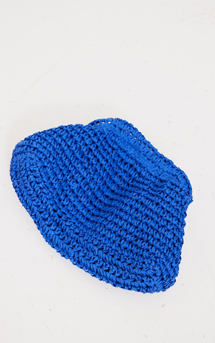 Blue Raffia Slouchy Clutch Bag image 2