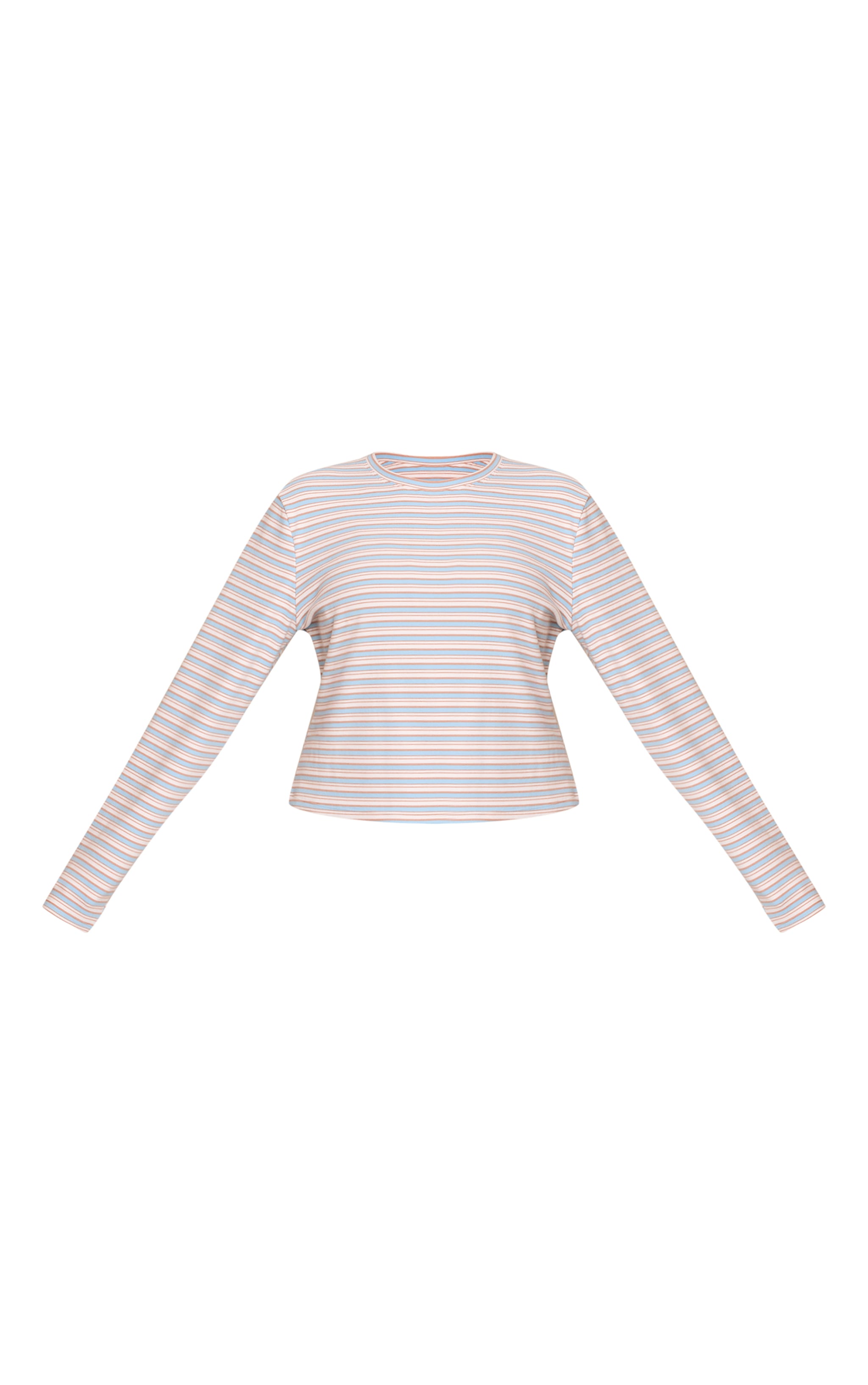 Plus Light blue Striped Soft Fleece Long Sleeve Top image 5
