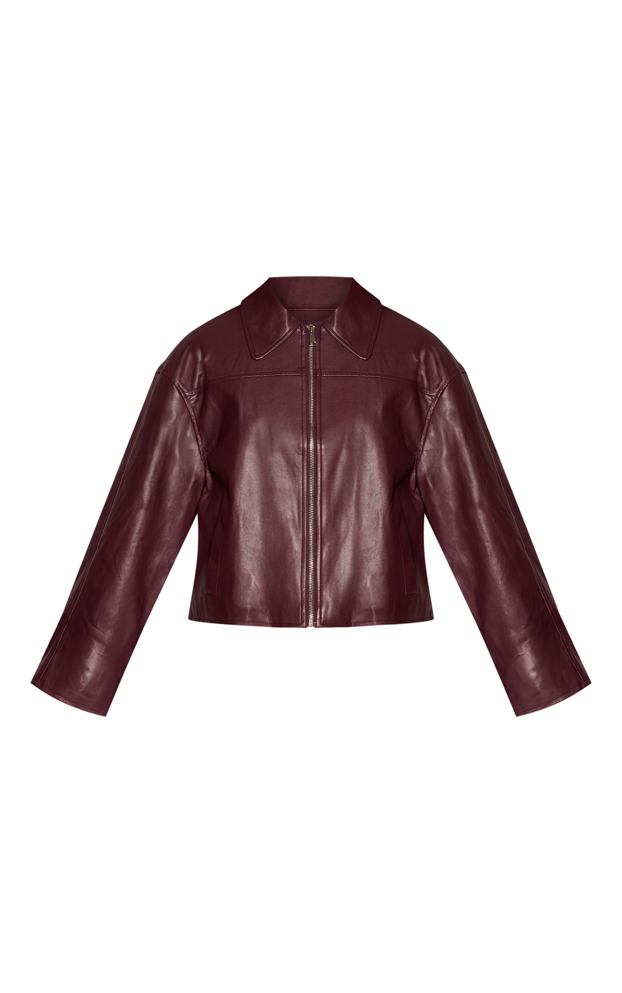 Burgundy Zip Through Pu Jacket image 5