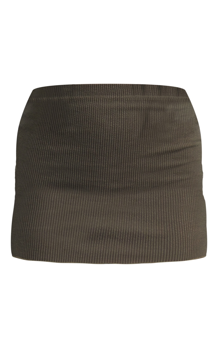  Moss Khaki Rib Frill Edge Micro Mini Skirt image 6