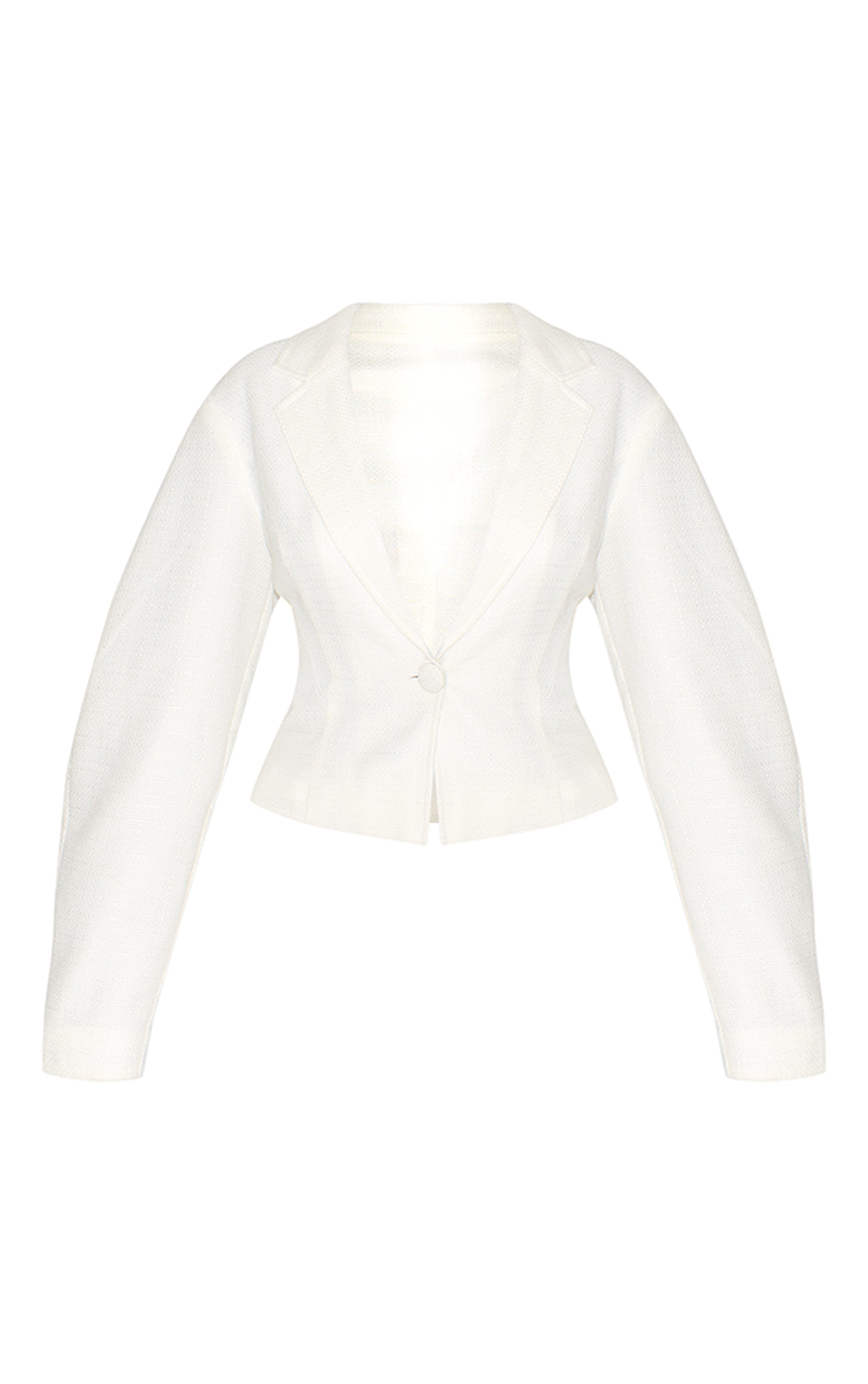 Cream Boucle Cinched Waist Blazer image 1
