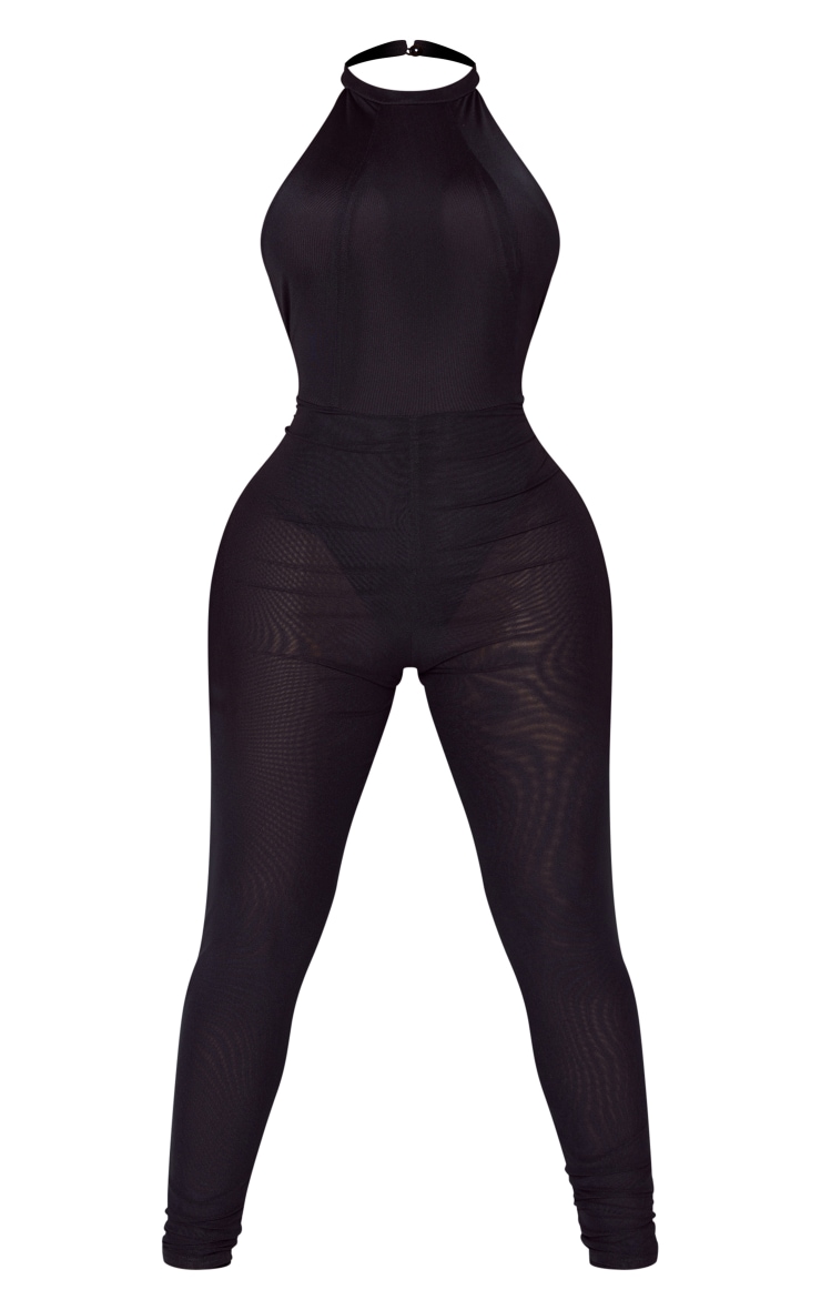 Shape Black Sheer Mesh High Neck Jumpsuit image 5