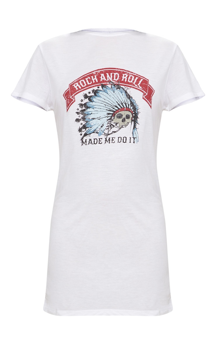 White Rock And Roll T Shirt Dress Dresses PrettyLittleThing