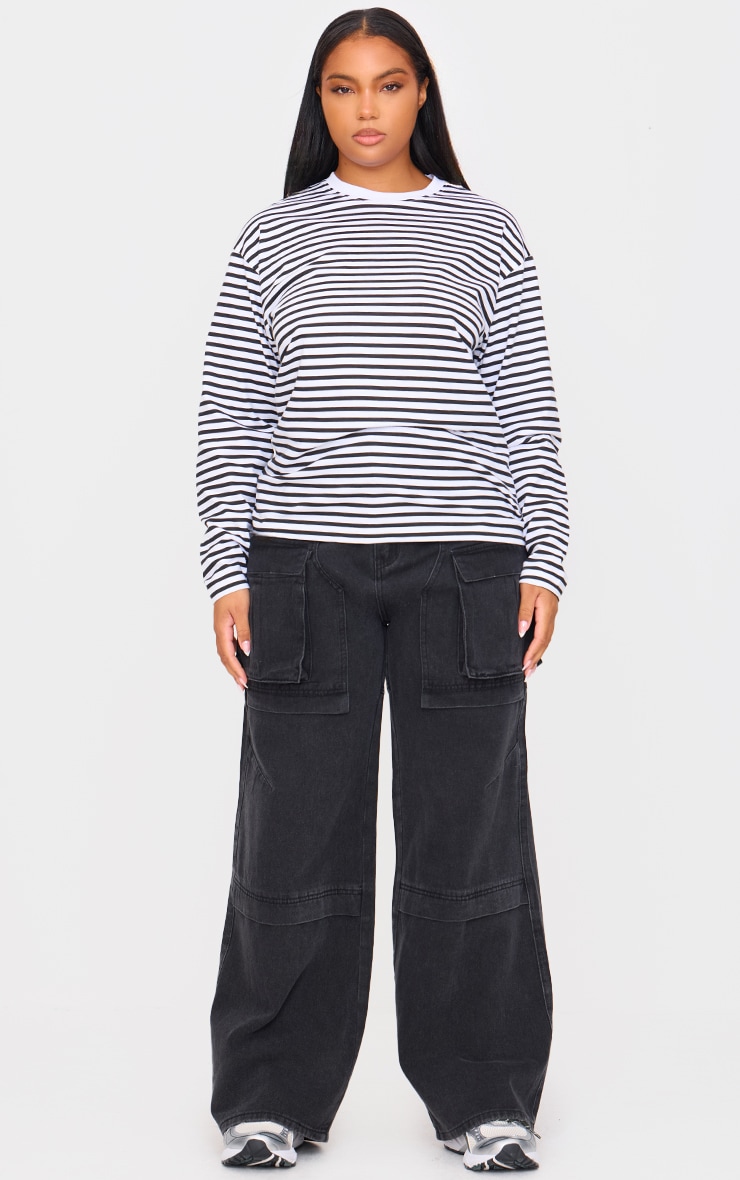 Plus Jean cargo large noir délavé image 1