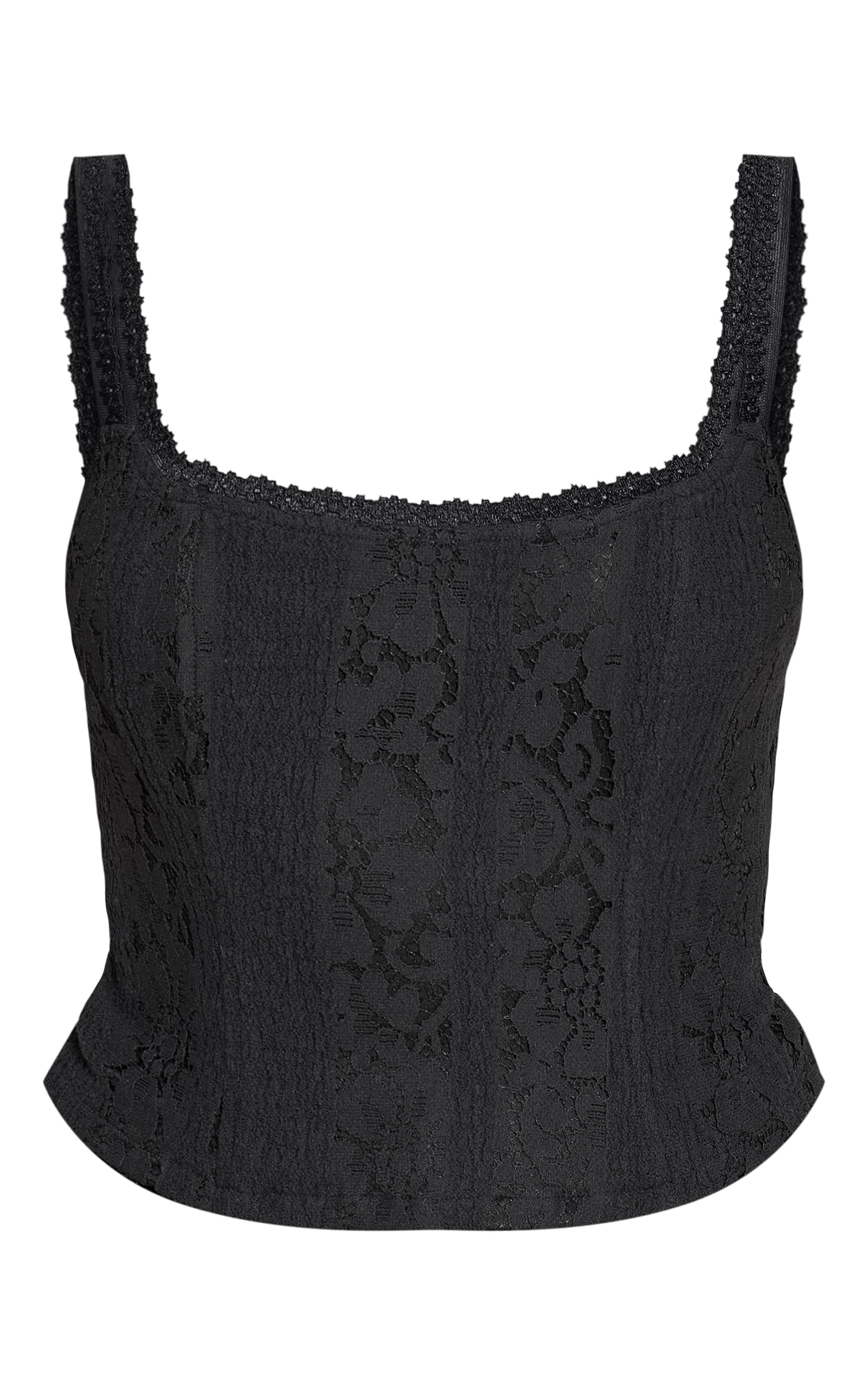 Black Lace Detail Strappy Cropped Corset Top image 5