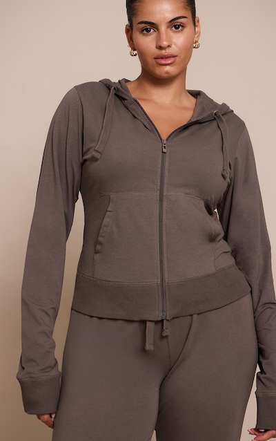 Plus Charcoal Zip Up Fitted Track Top