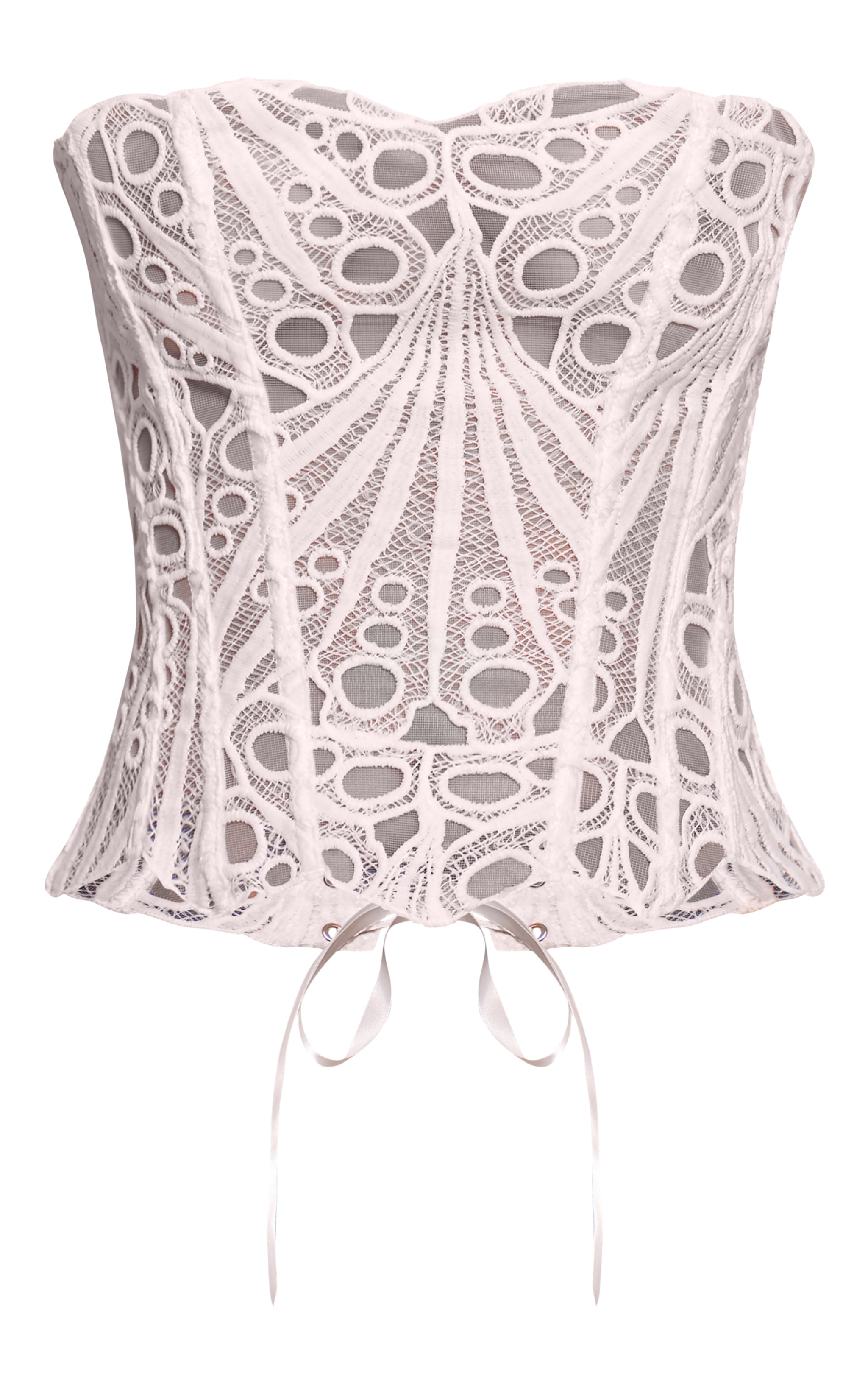 Petite White Textured Sheer Floral Lace Corset image 5