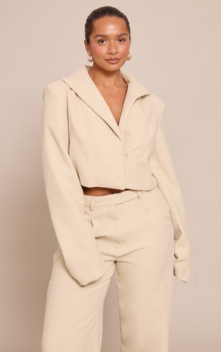 Shape Butter Cream Wool Look Cropped Structured Blazer image 1