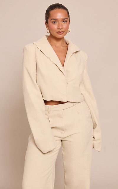 Shape Blazer court structuré en effet laine crème au beurre