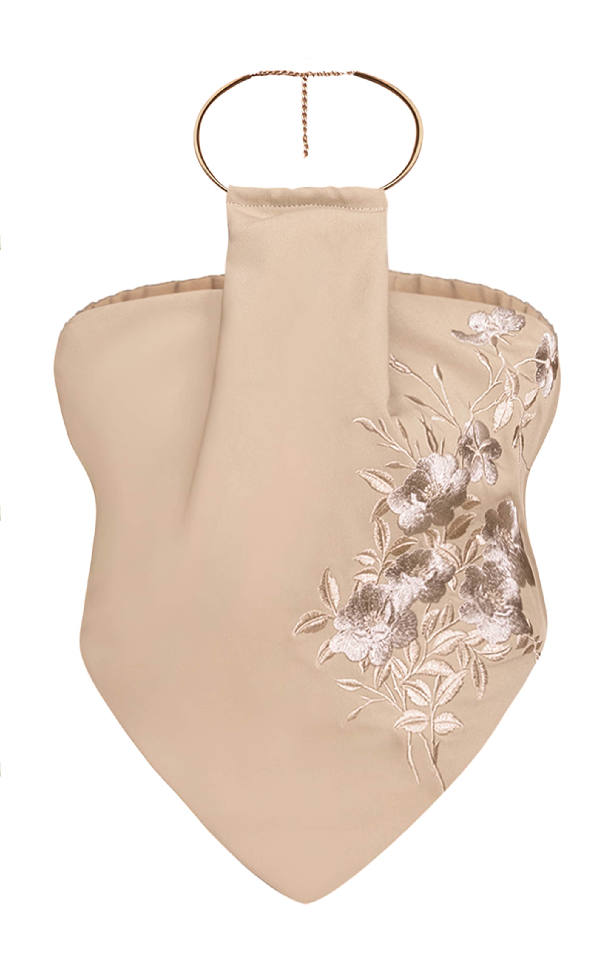 PLT Label Stone Woven Embroidered Pleat Detail Gold Trim Top image 5