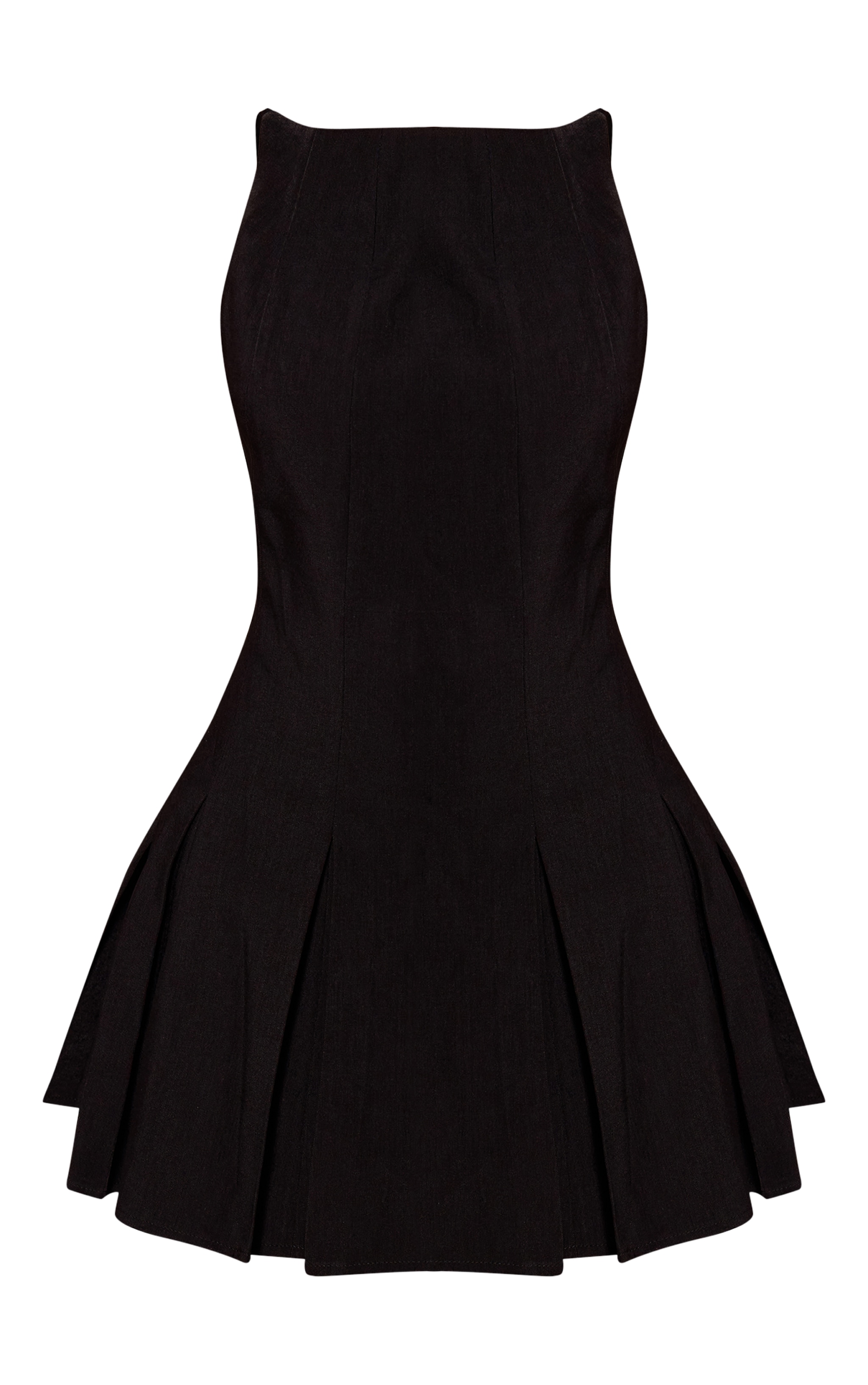 Robe courte noire à détail plissé et dos ouvert image 5