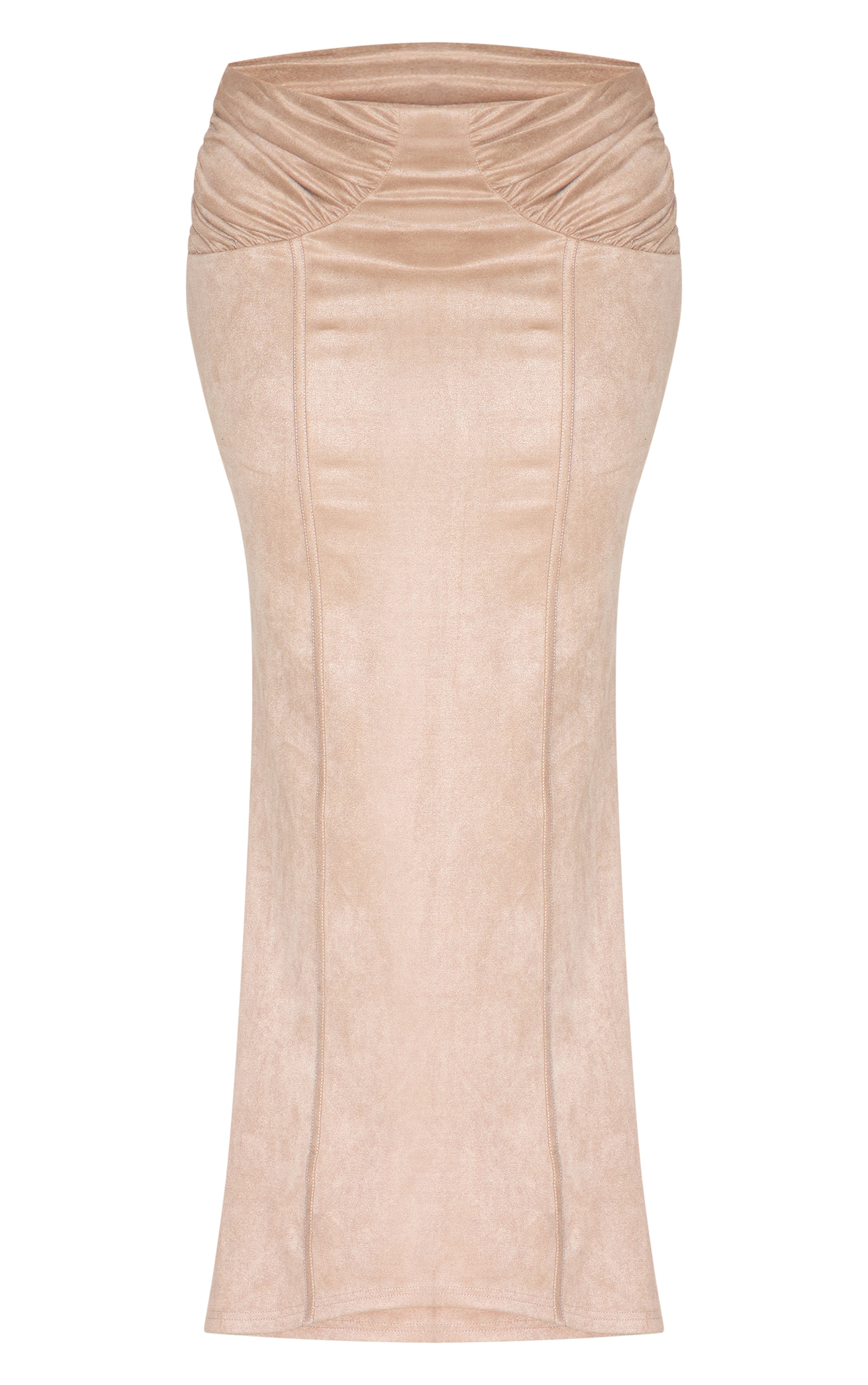 Plus Stone Faux Suede Ruching Waist Detail Maxi Skirt image 5