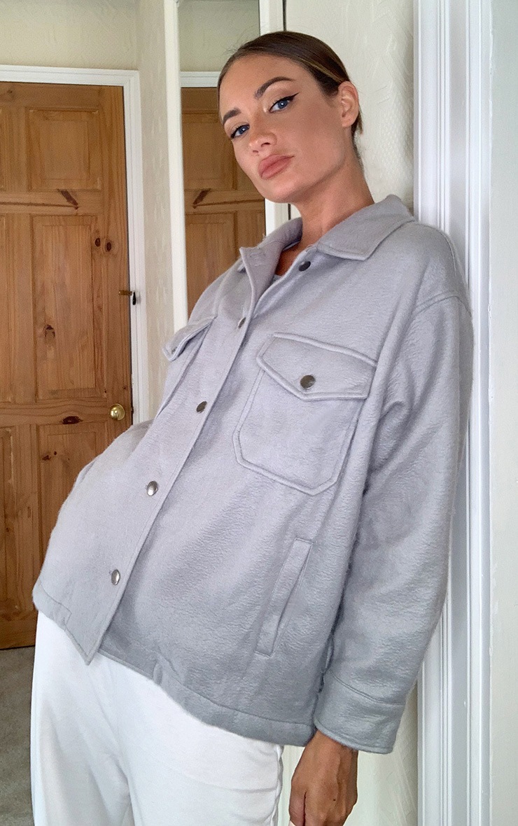 Grey Pocket Front Shacket