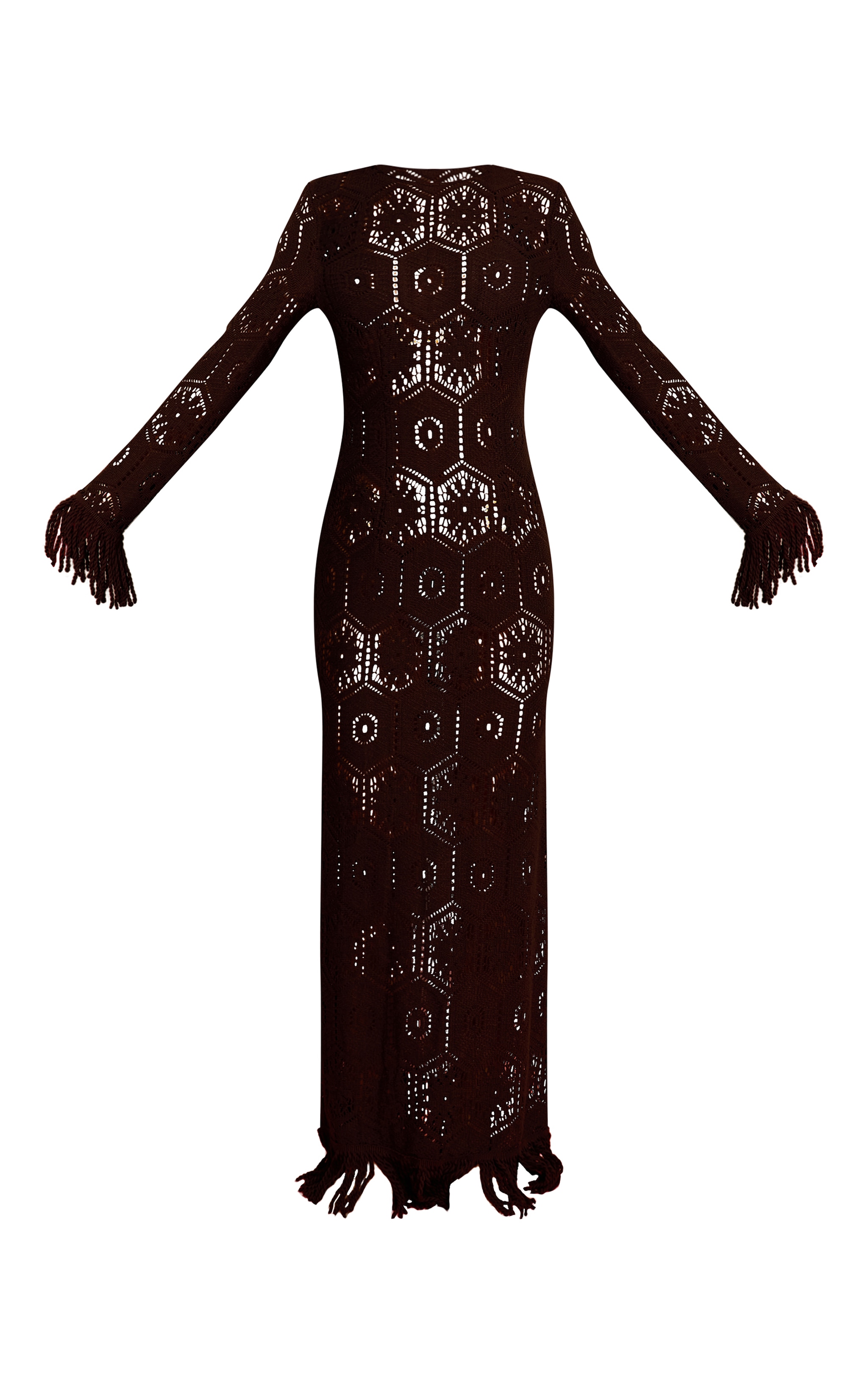 Espresso Crochet Tassel Hem Maxi Beach Dress image 5