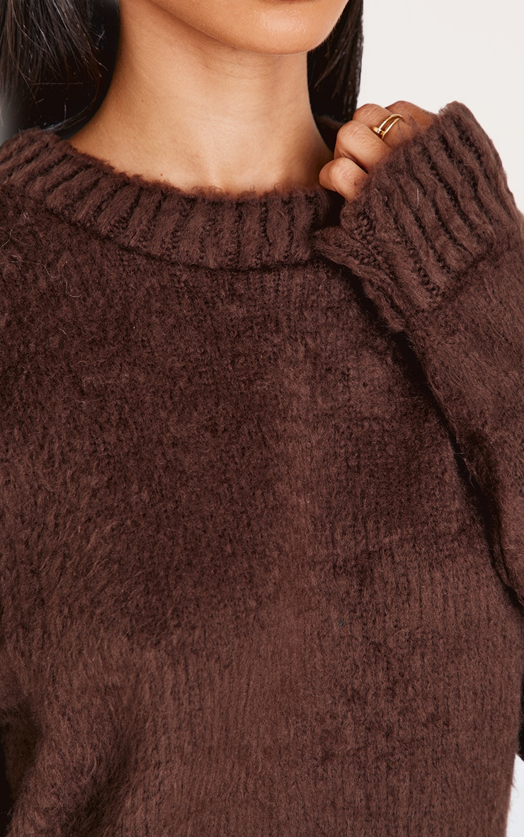 Petite Chocolate Fluffy Knit Oversized Sweater image 4