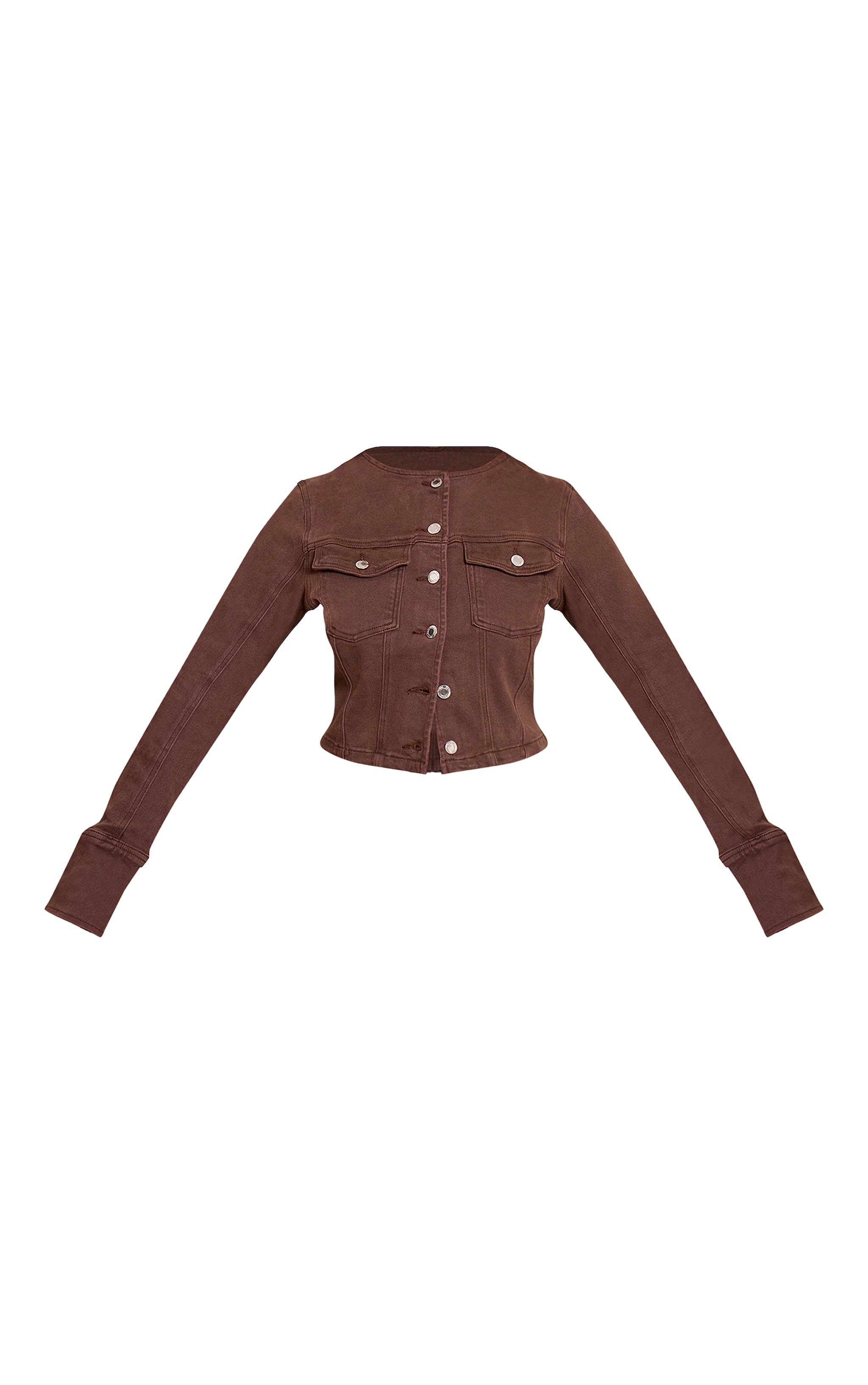Shape Chocolate Stretch Denim Fitted Jacket image 5