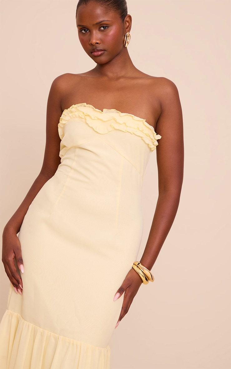 Lemon Chiffon Bandeau Frill Detail Maxi Dress image 4