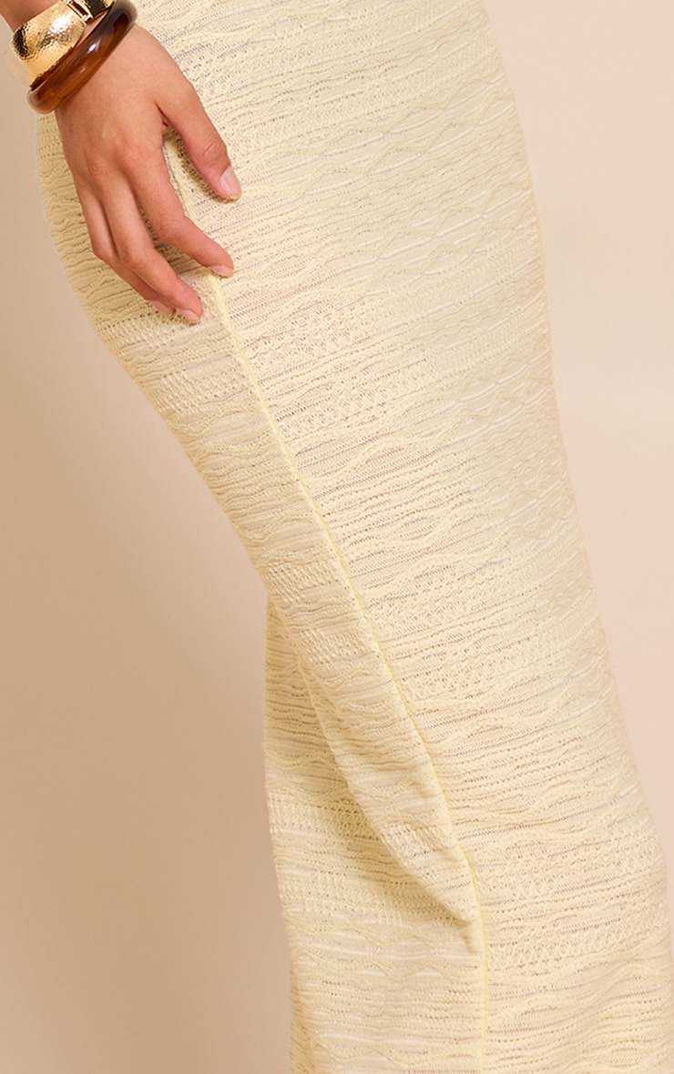 Butter Yellow Textured Boat Neck Maxi Dress image 4
