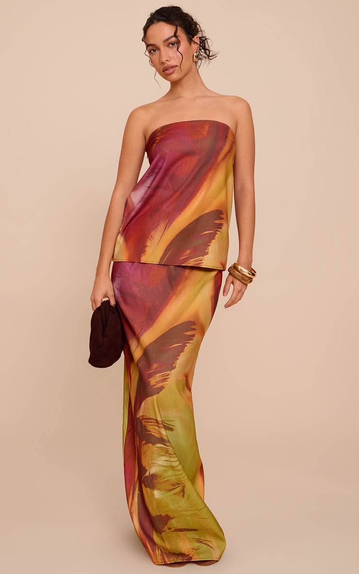 Multi Flower Print Woven Maxi Skirt image 1
