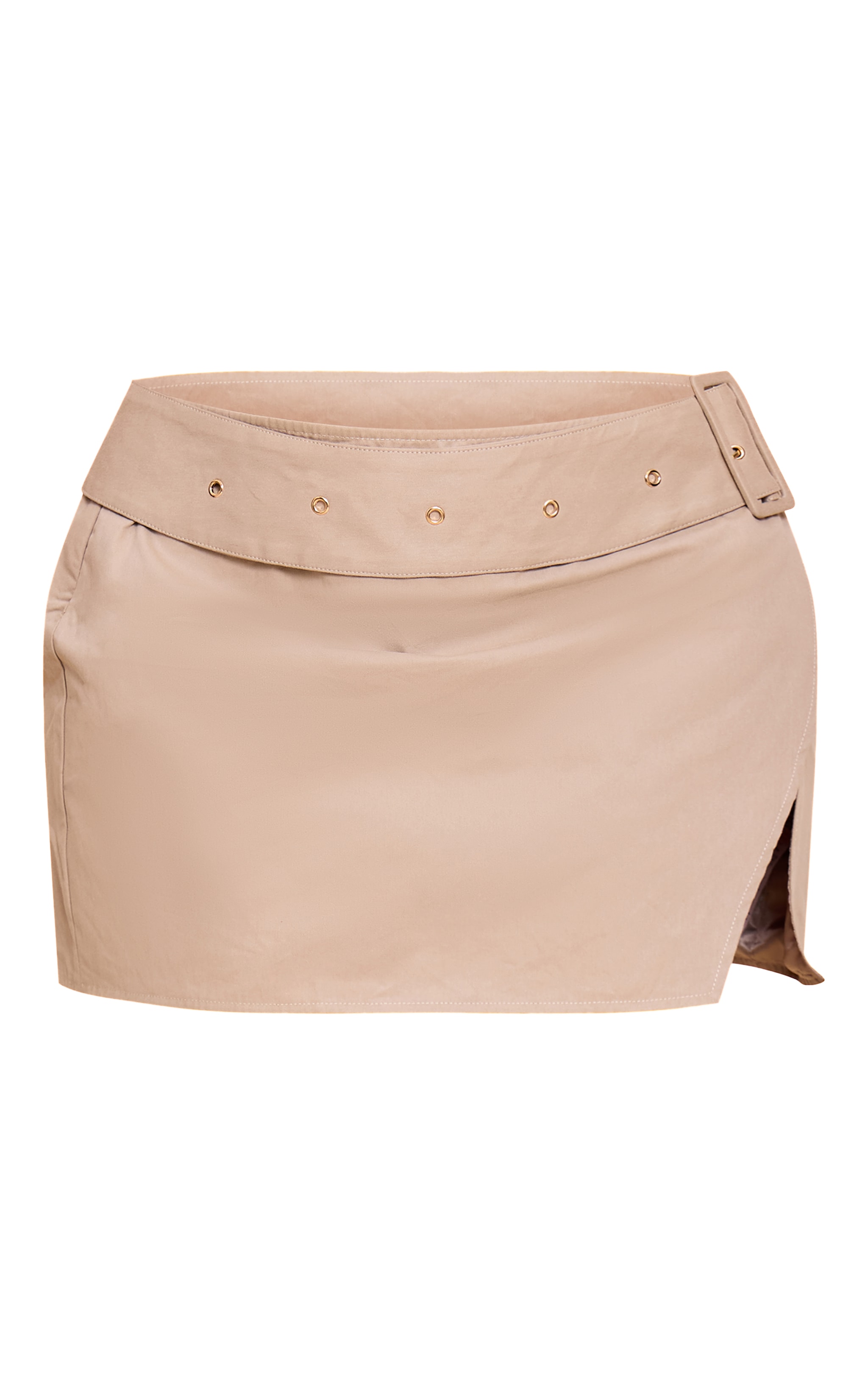 Plus Taupe Belt Detail Wrap Mini Skirt image 6