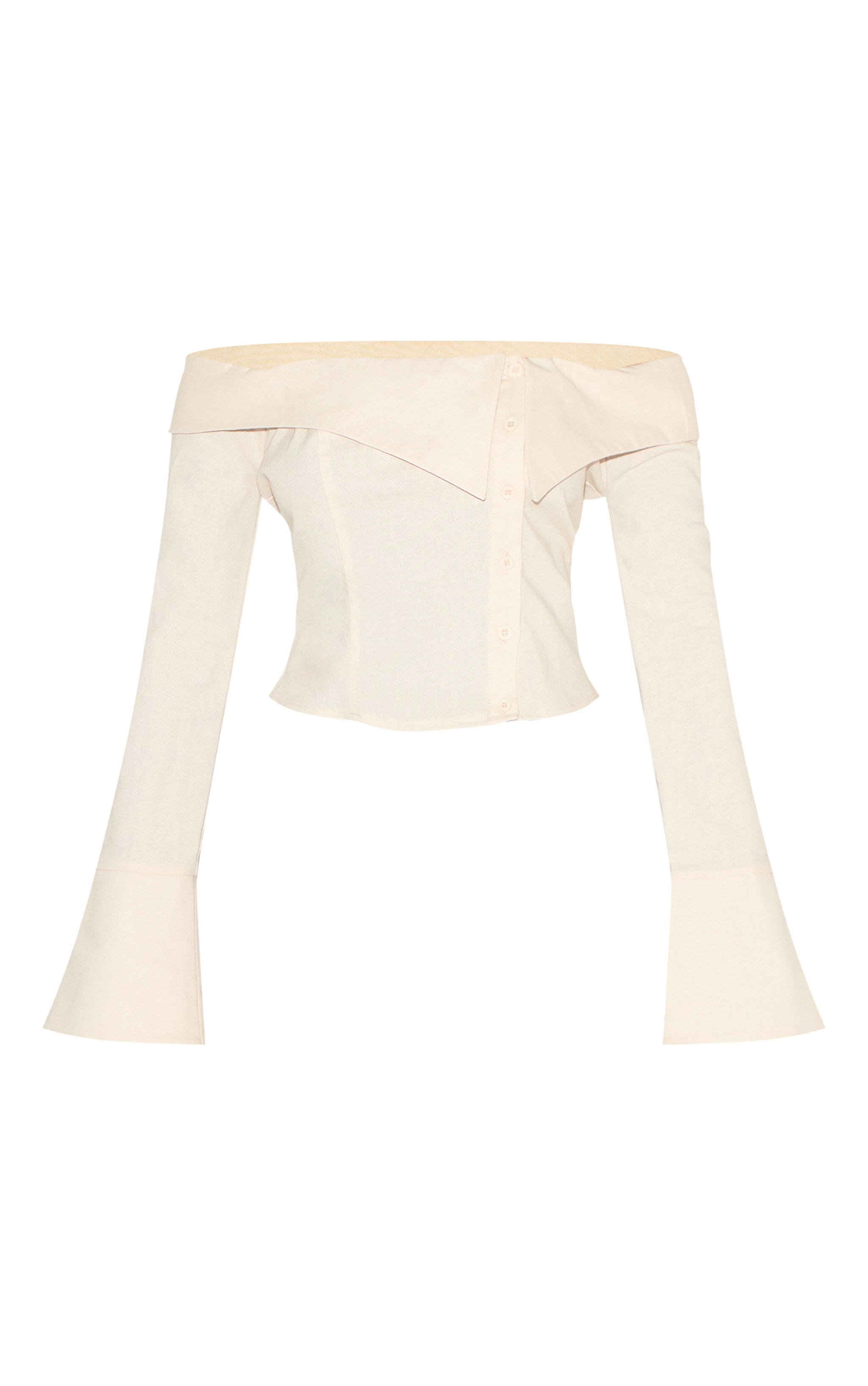 Butter Yellow Linen Blend Bardot Button Up Shirt image 5