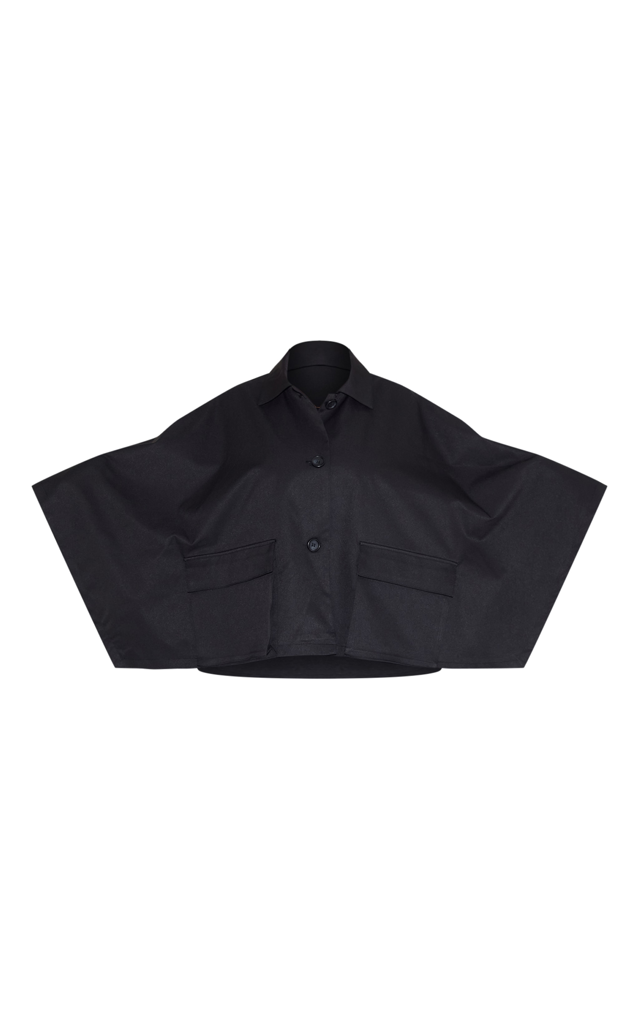Plus Black Batwing Cropped Trench Style Jacket image 5