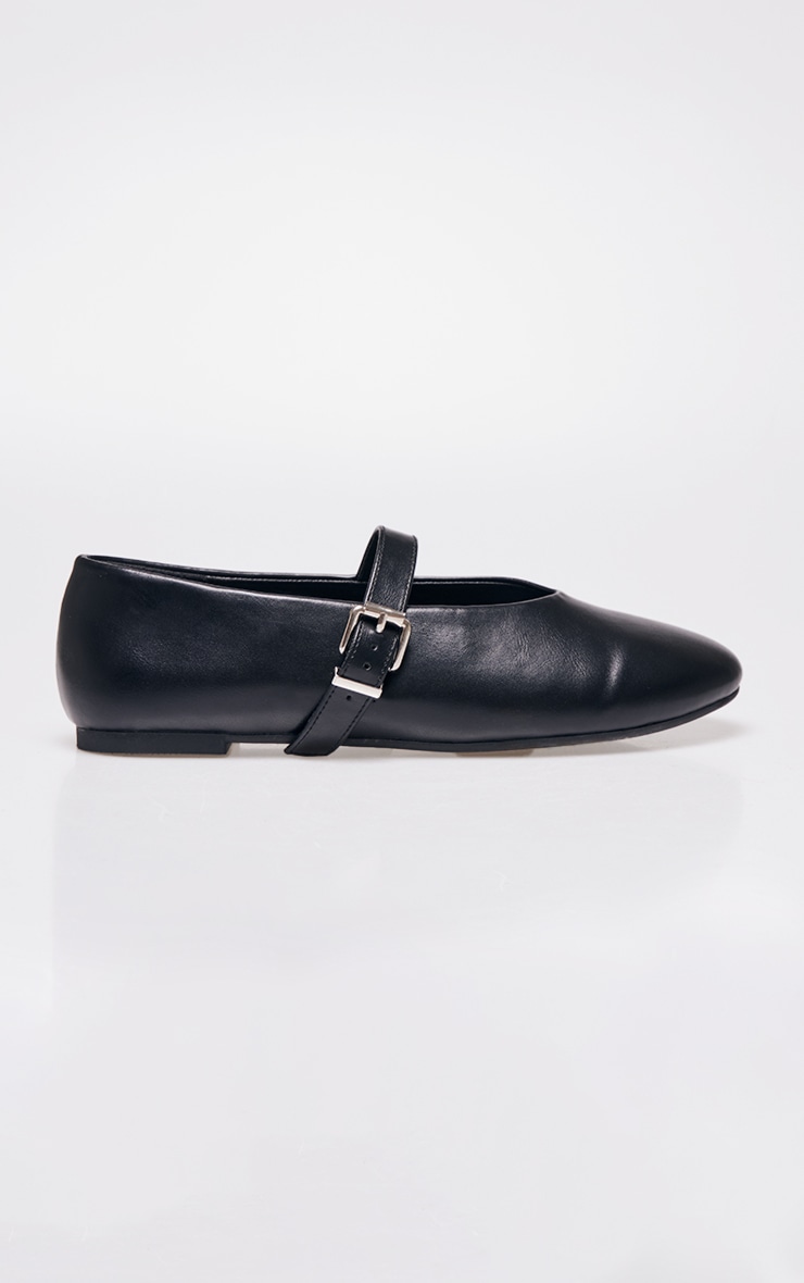 Black PU Round Toe Ballet Pumps image 2