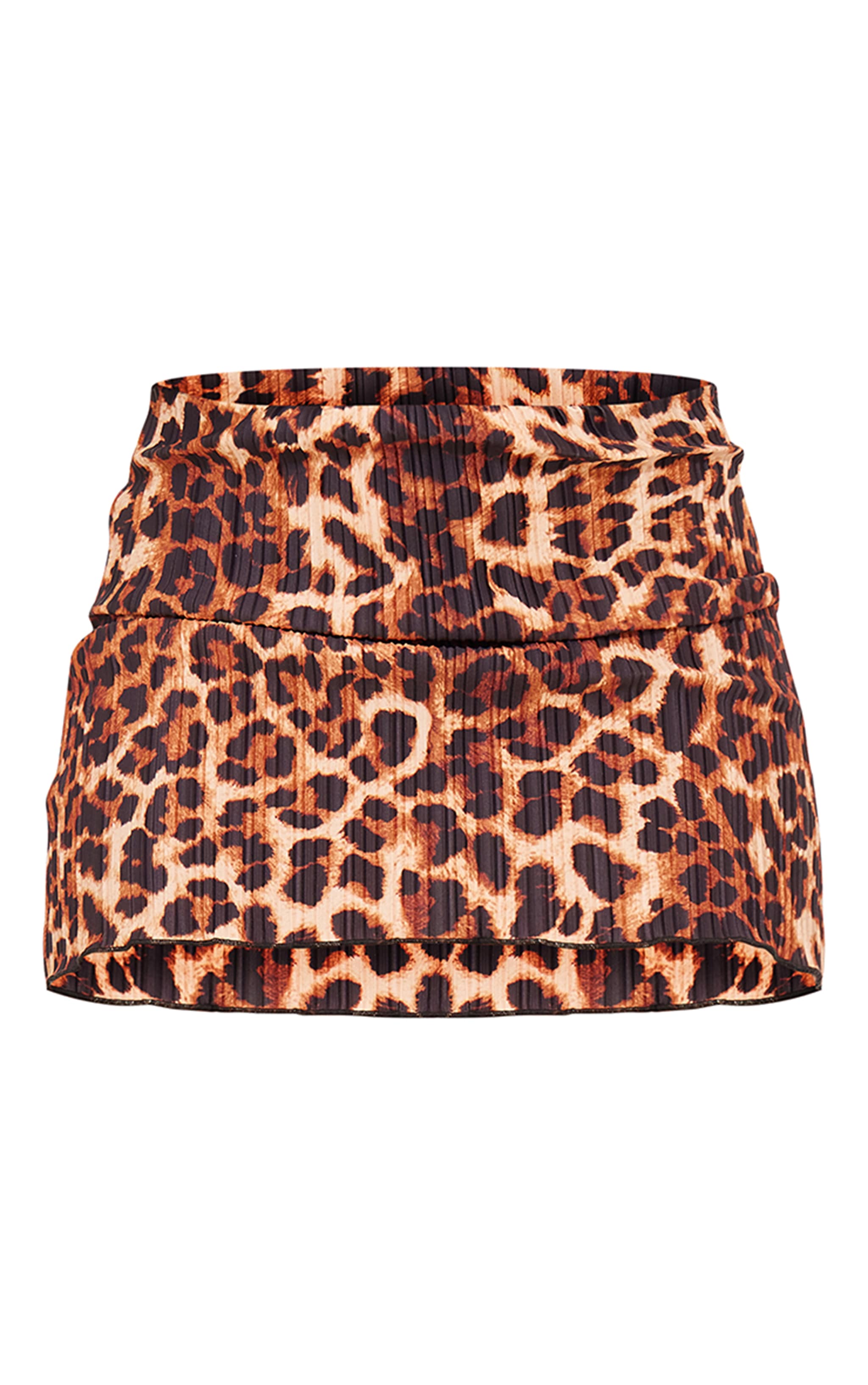 Brown Leopard Low Rise Plisse Micro Mini Skirt image 6