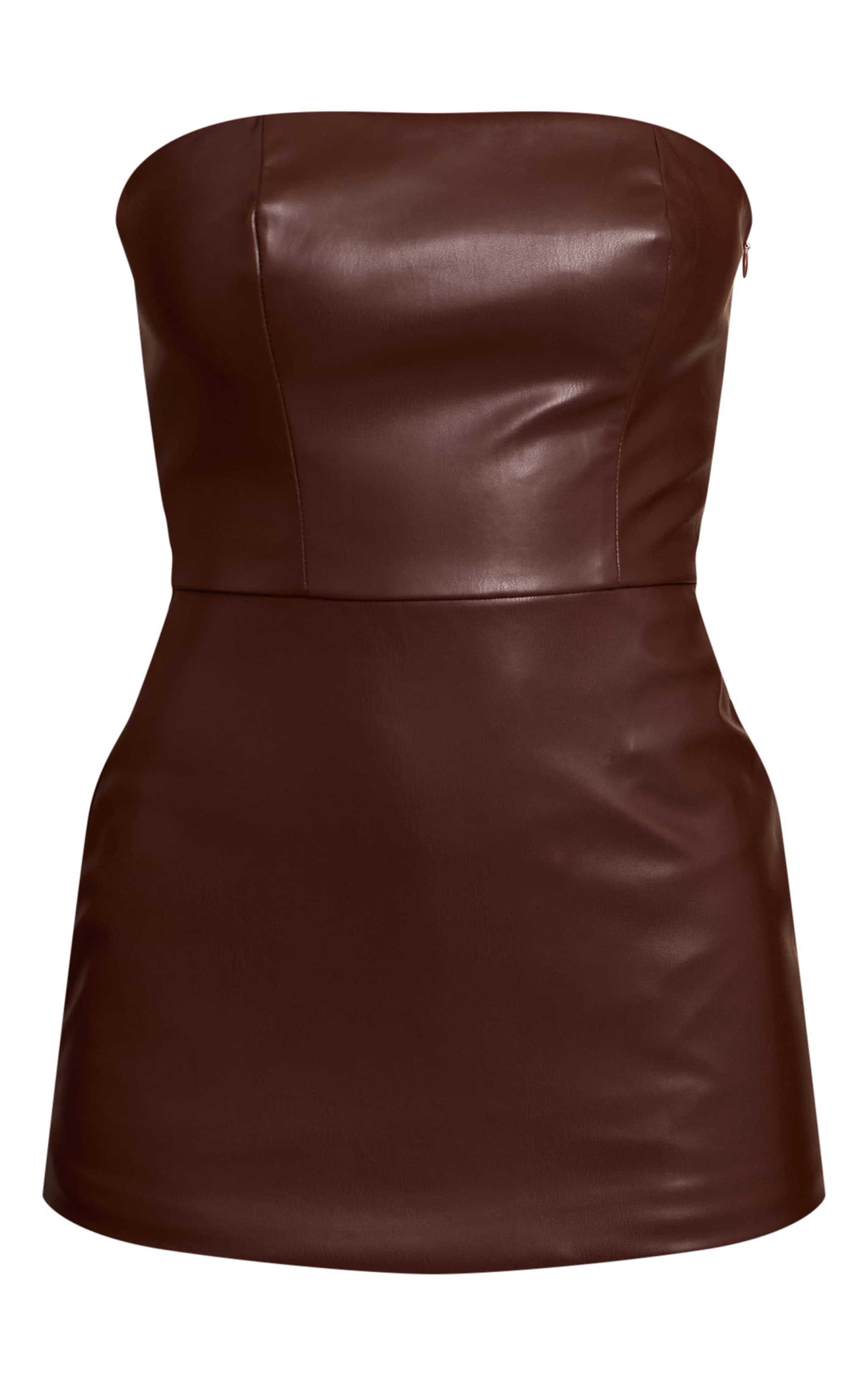 Chocolate Faux Leather Fold Over Corset Top image 5