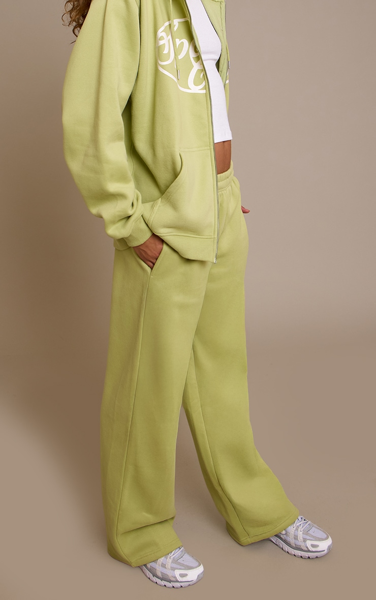 Sage Green Sports Club Cotton Fleece Straight Leg Sweatpants image 2