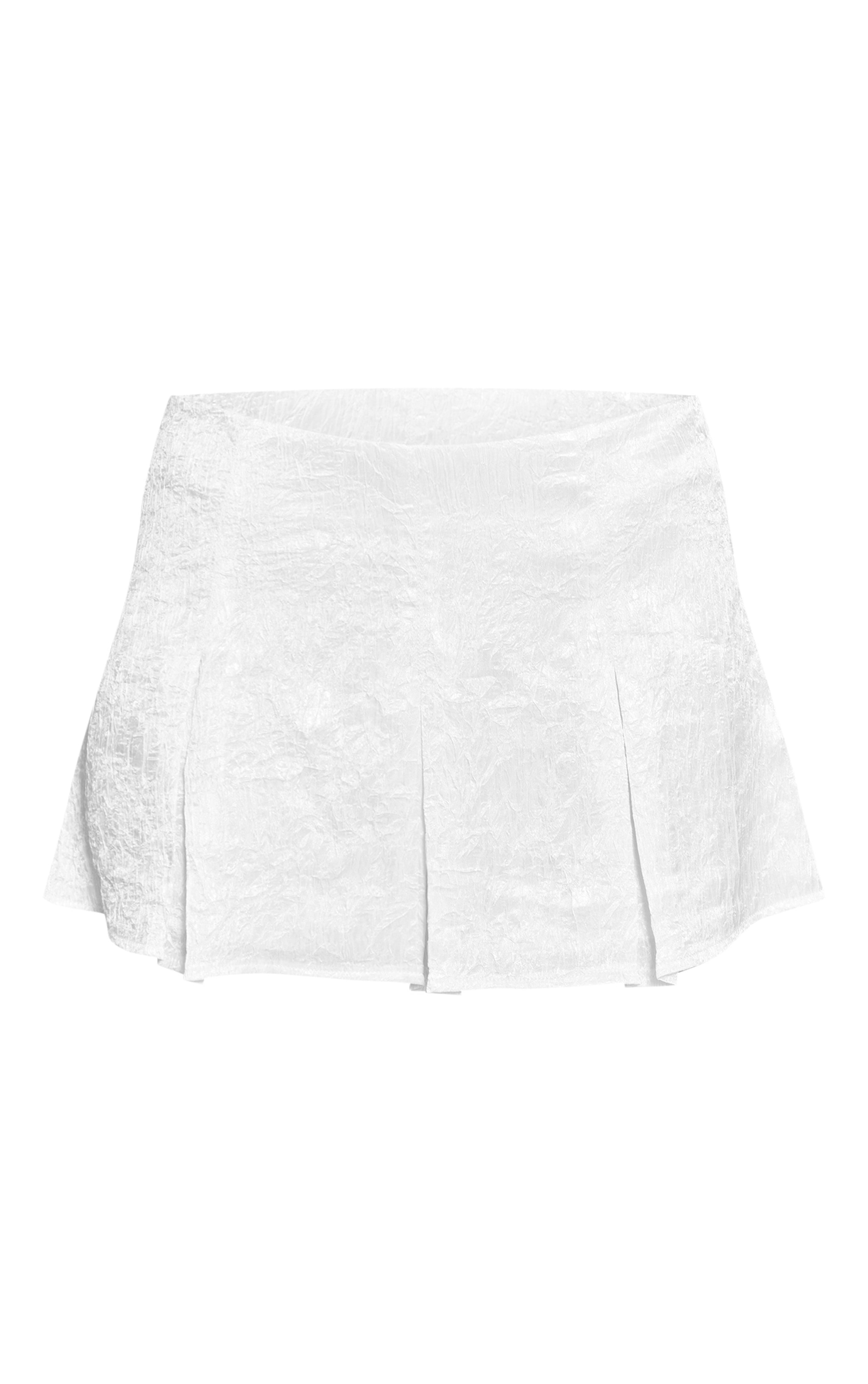 Cream Textured Satin Pleated Skater Skort image 6