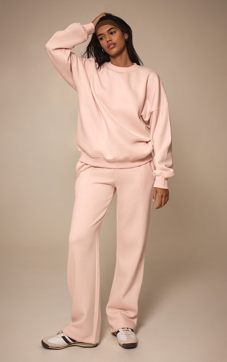 Baby Pink Oversized Sweat Tracksuit Set image 1