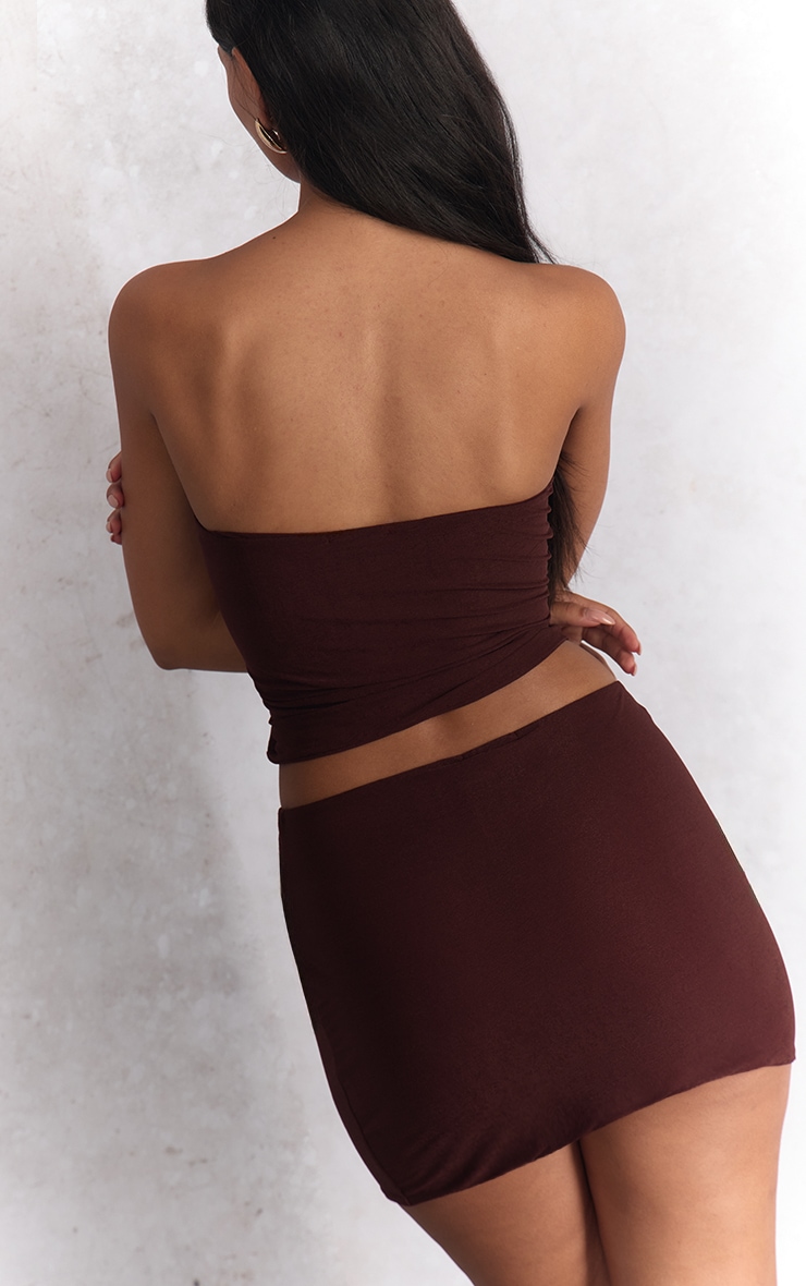 Top bustier chocolat à empiècement doré image 2