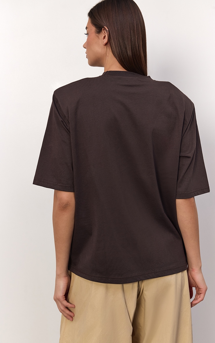 Chocolate Shoulder Detail Boxy T-Shirt  image 5