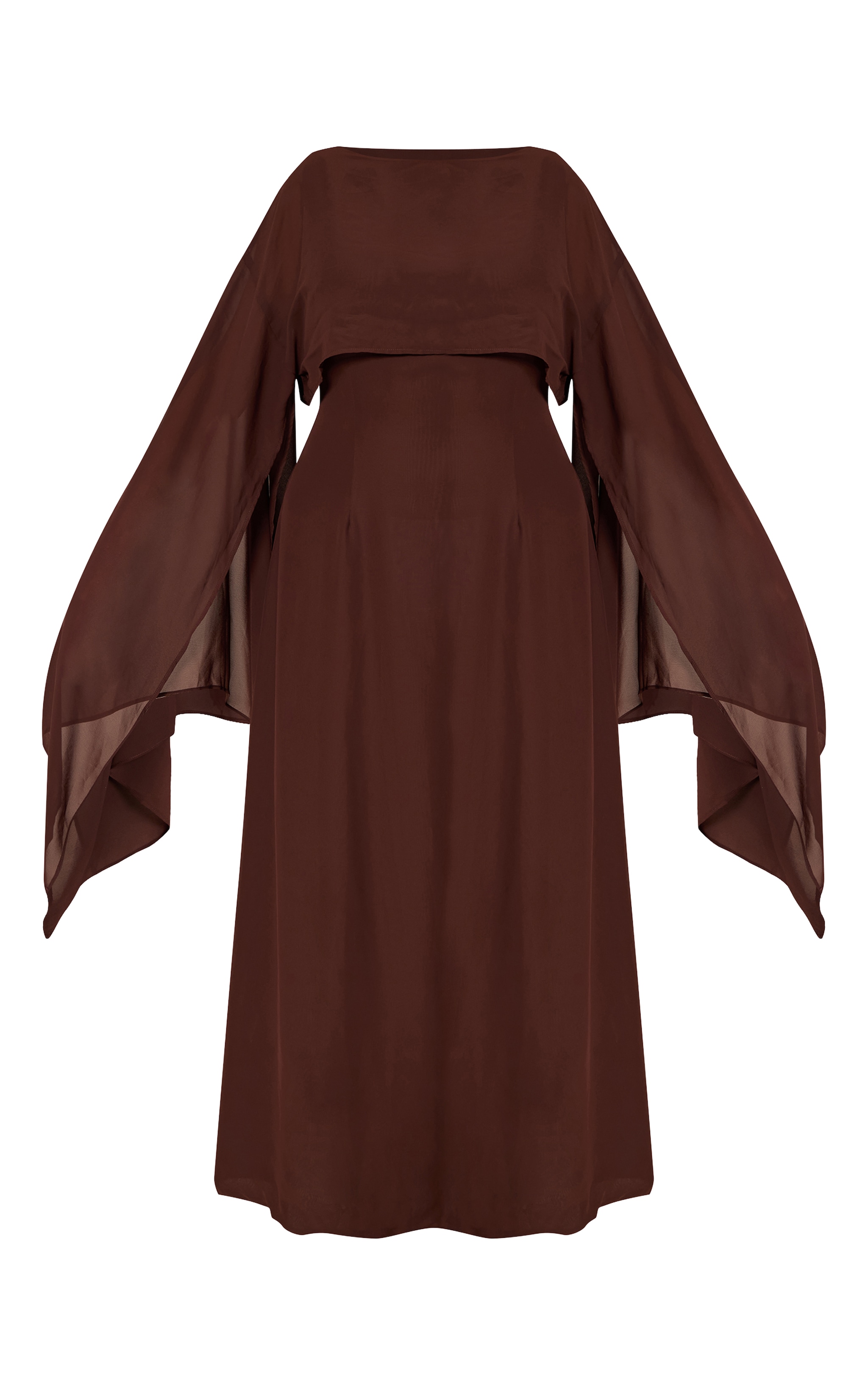 Plus Chocolate Cape Detail Maxi Dress image 5